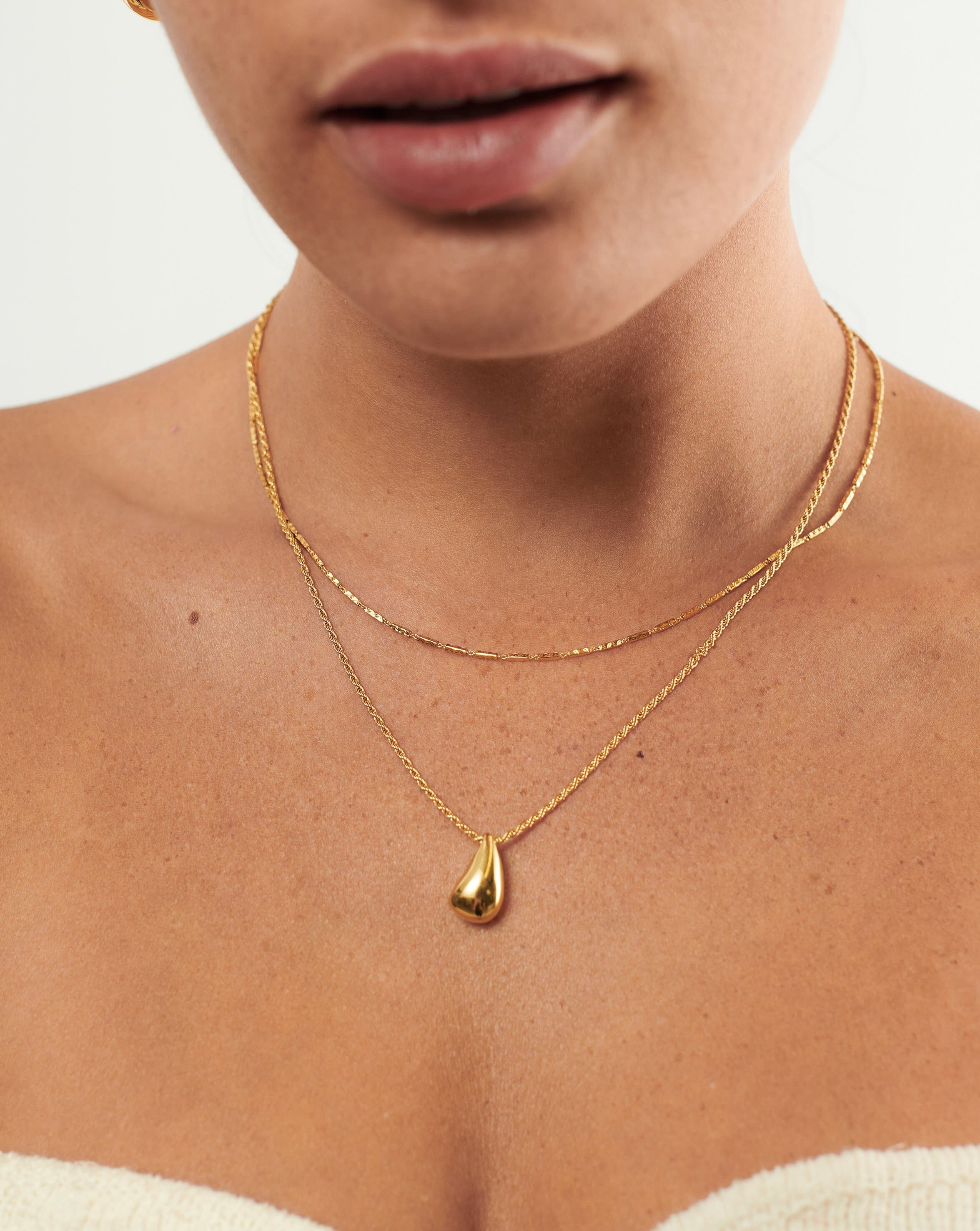Savi Droplet Pendant Necklace Set - Elegant Layering Jewelry for Women, Dainty Gold & Silver Necklaces for Everyday Wear | Perfect for Date Night, Office, Wedding & Special Occasions