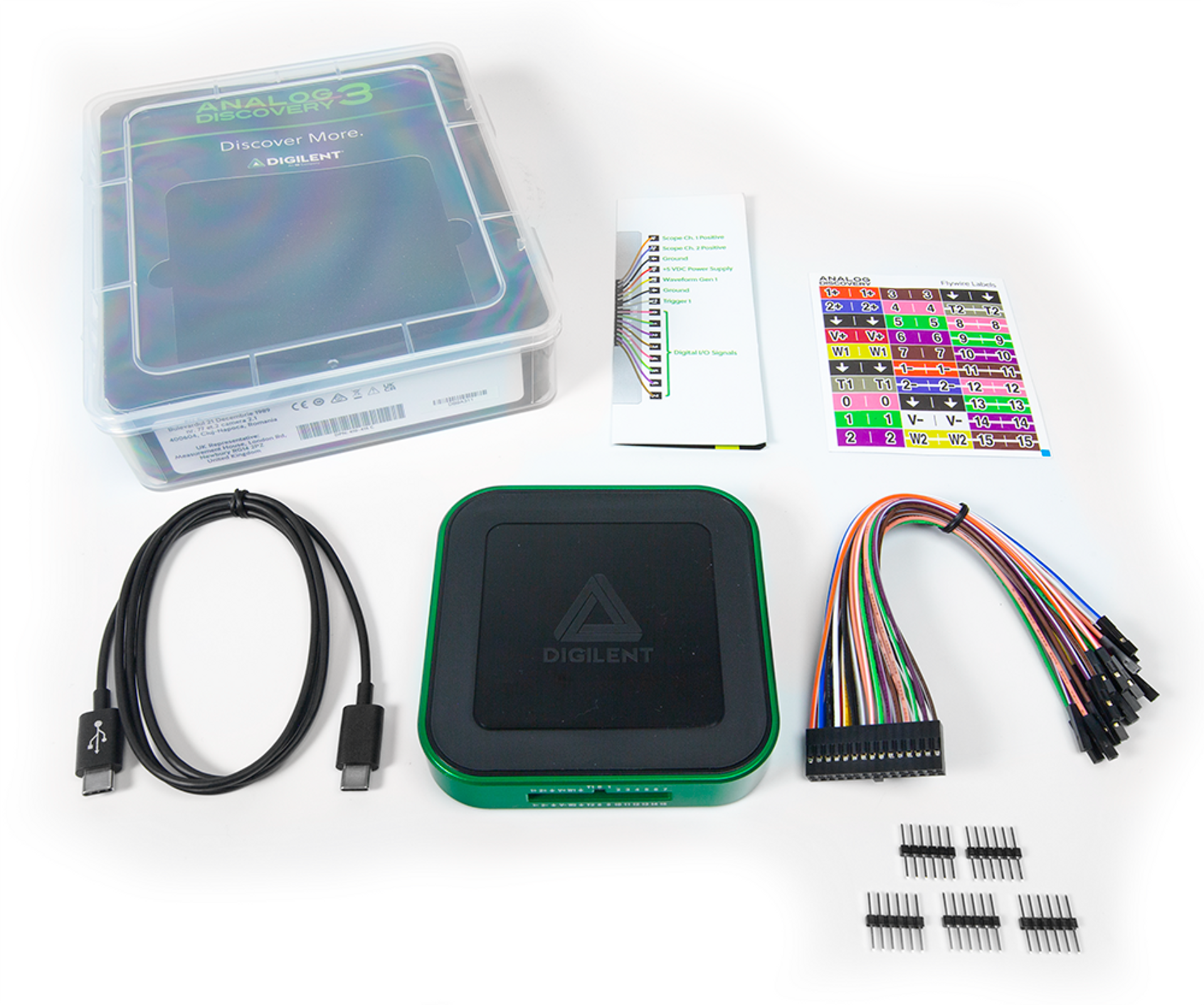 Digilent Analog Discovery 3 Pro Bundle Kit - 100MHz USB Oscilloscope, Logic Analyzer & Waveform Generator for Electronics Engineering, Circuit Design & STEM Education
