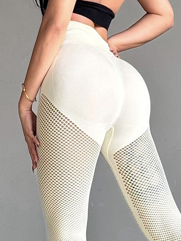 ZASUWA Women's Sexy Fishnet Scrunch Butt Lifting Leggings - High Waisted Tummy Control Workout Yoga Pants for Gym, Running & Night Out