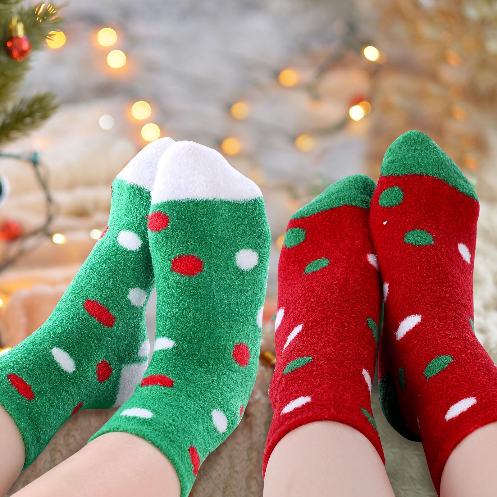 Aloe Vera Infused Moisturizing Christmas Socks - 3 Pairs Ultra Soft Fuzzy Holiday Socks with Colorful Patterns for Women & Men - Perfect for Spa, Gift Giving & Winter Foot Care