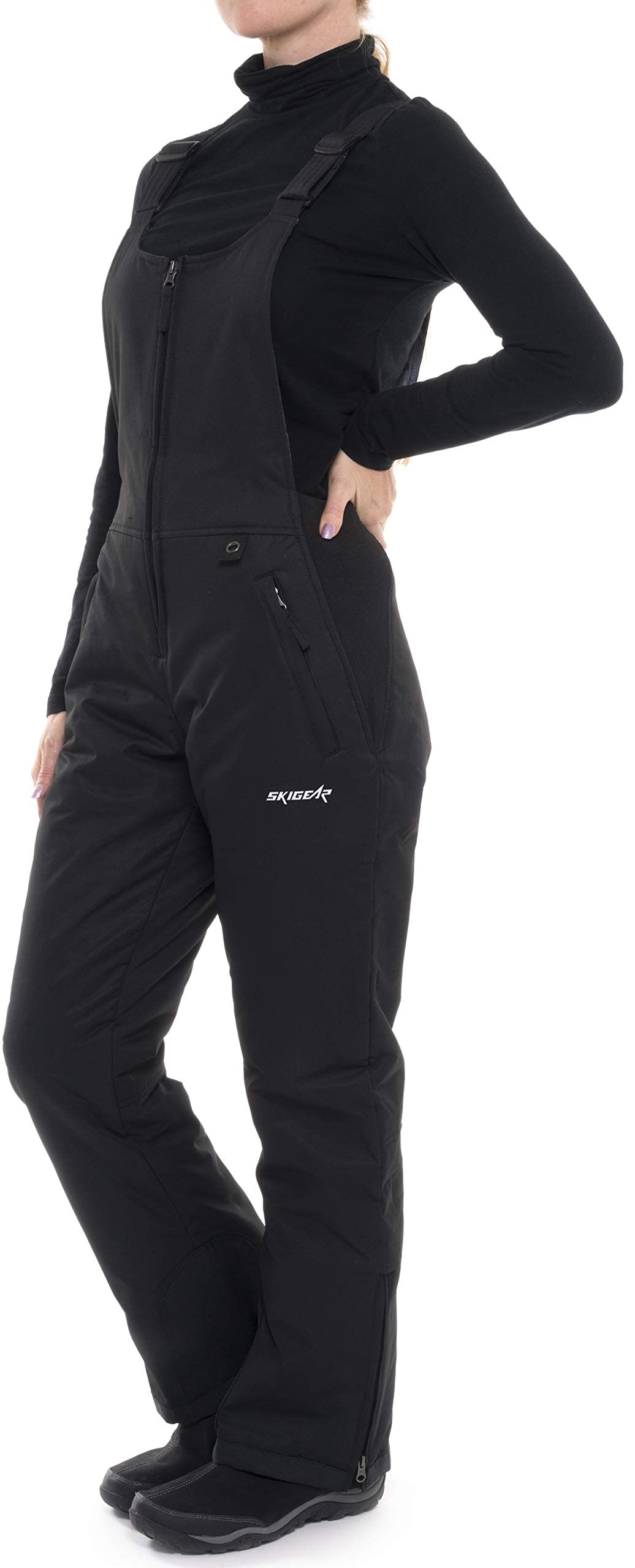 SkiGear Women's Essential Insulated Bib Overalls - Waterproof Snow Pants for Skiing, Snowboarding & Winter Outdoor Activities
