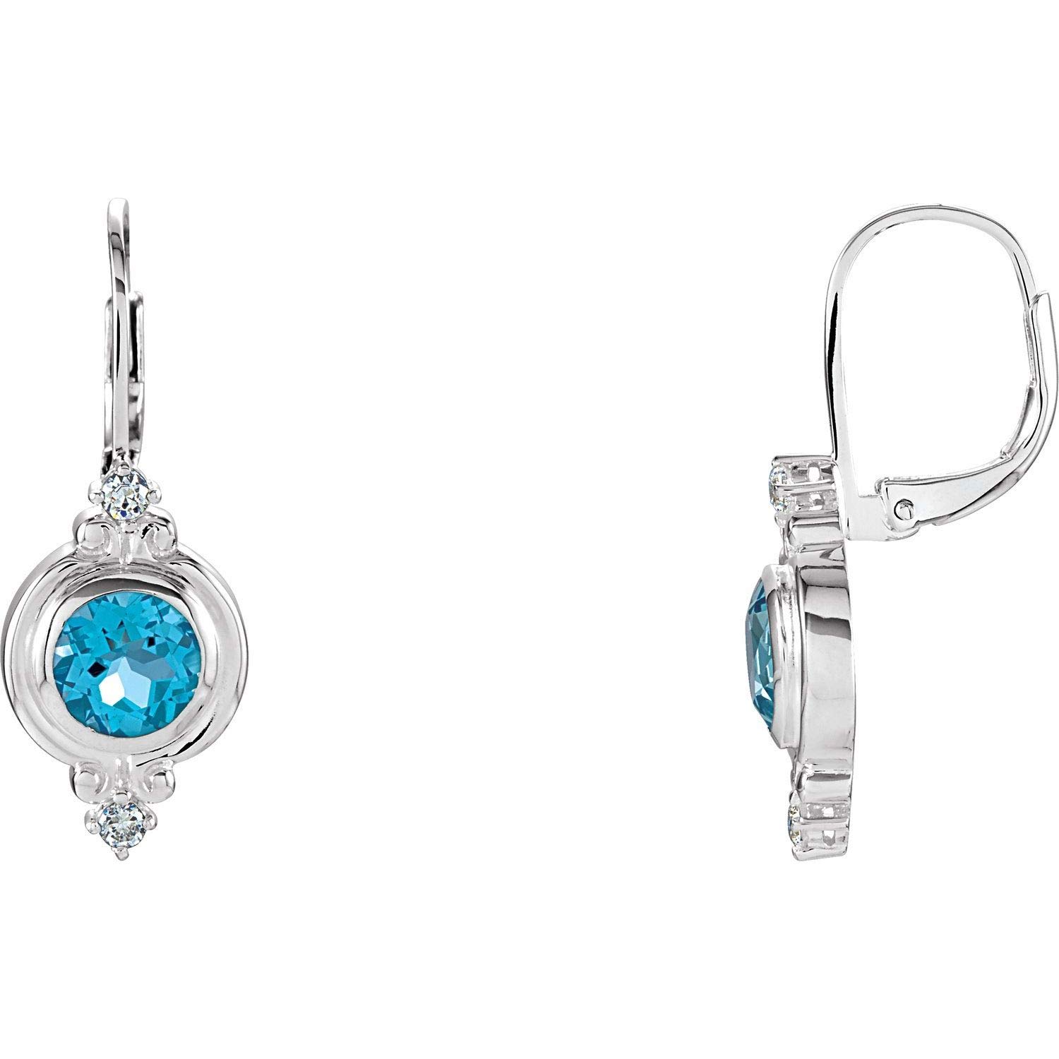 Elegant Sterling Silver Swiss Blue Topaz & Cubic Zirconia Leverback Dangle Earrings for Women | Fine Jewelry Gift for Birthday, Anniversary & Special Occasions | Perfect for Parties, Weddings & Evening Events