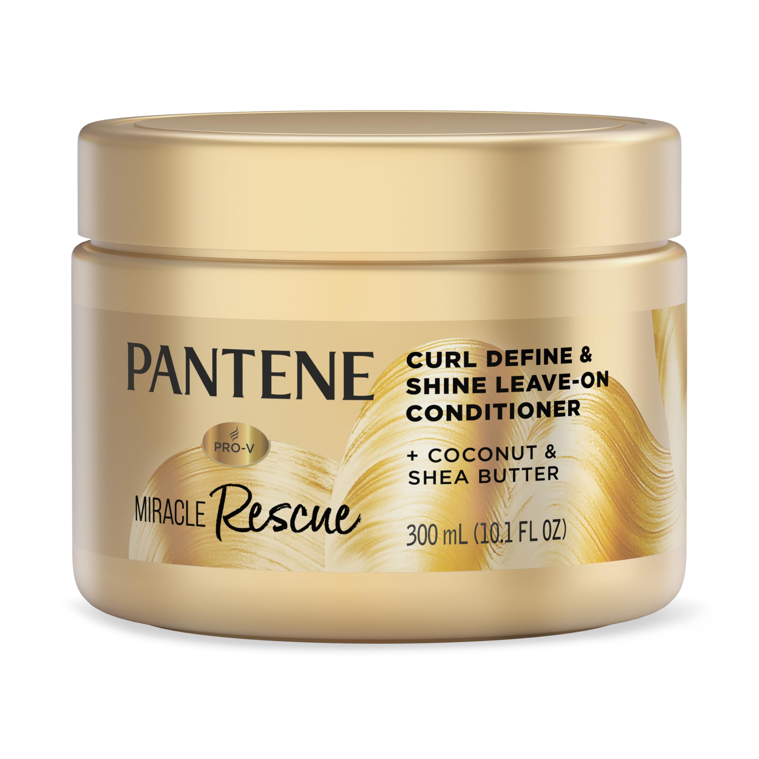 Pantene Miracle Rescue Curl Define & Shine Leave-In Conditioner for Curly Hair - 10.1 Fl Oz - Hydrating & Frizz Control Hair Treatment for Defined Curls - Perfect for Daily Use & Styling