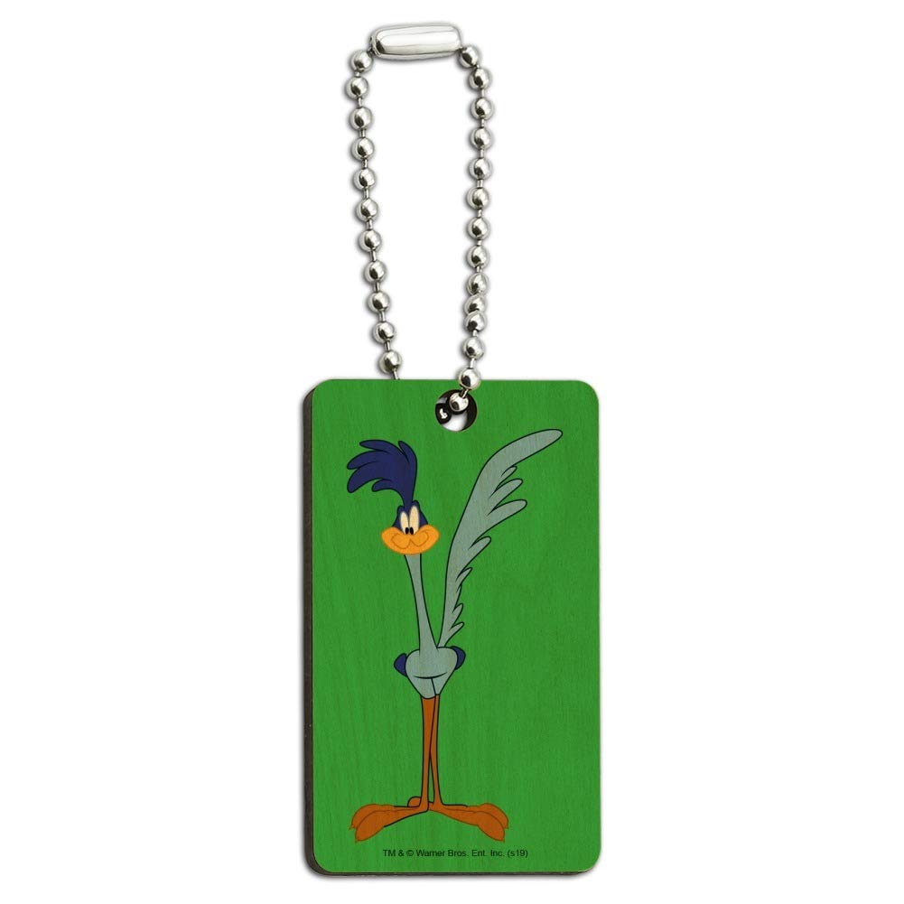 Looney Tunes Road Runner Wooden Rectangle Keychain - Durable Wood Key Ring with Classic Cartoon Design - Perfect Gift for Fans & Collectors