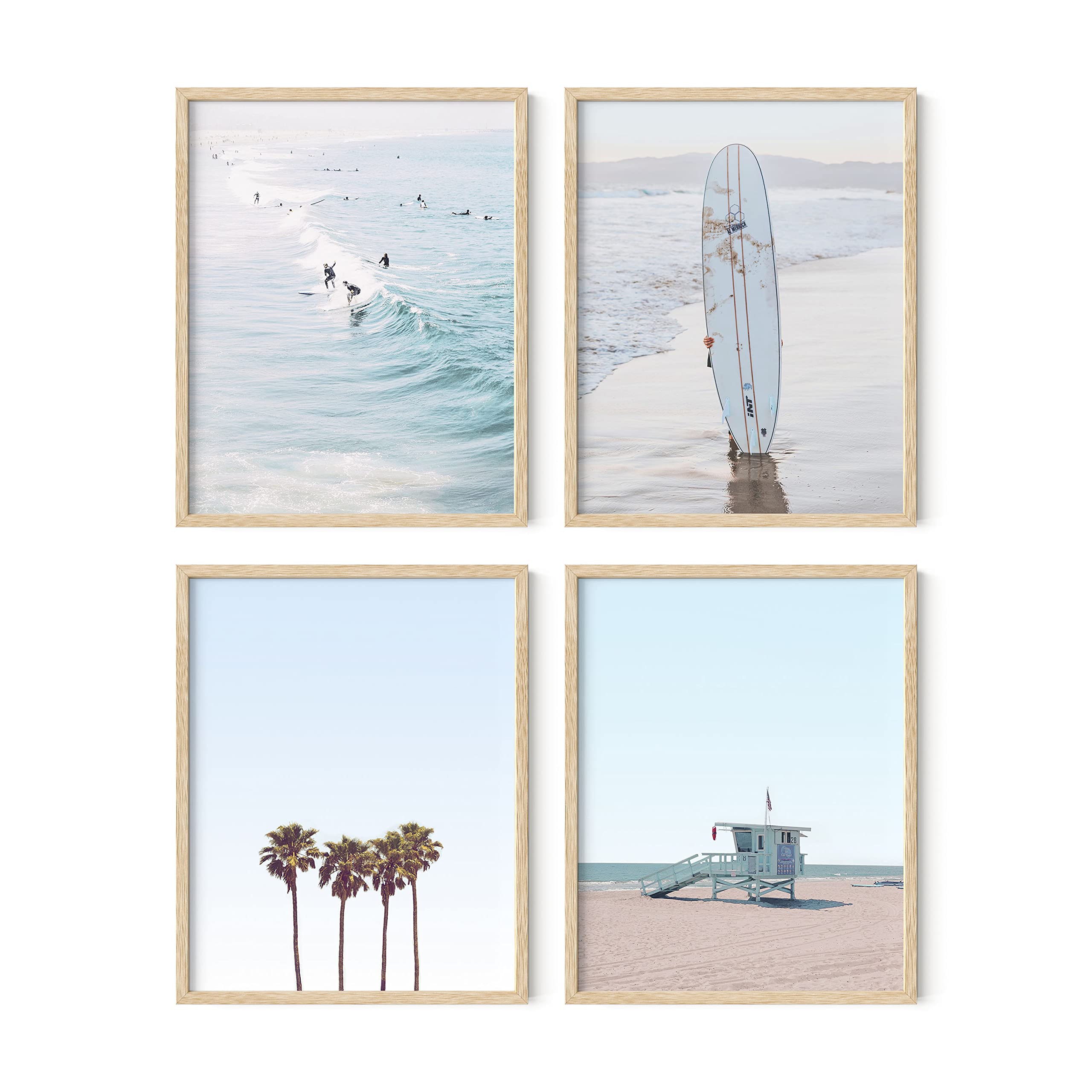 Haus and Hues Coastal Wall Art Prints - Set of 4 Ocean Themed Decorations for Living Room & Bedroom | Nautical Beach Wall Art with Black Frame (11x14) | Perfect for Beach House Decor, Vacation Home Accents & Coastal Interior Design