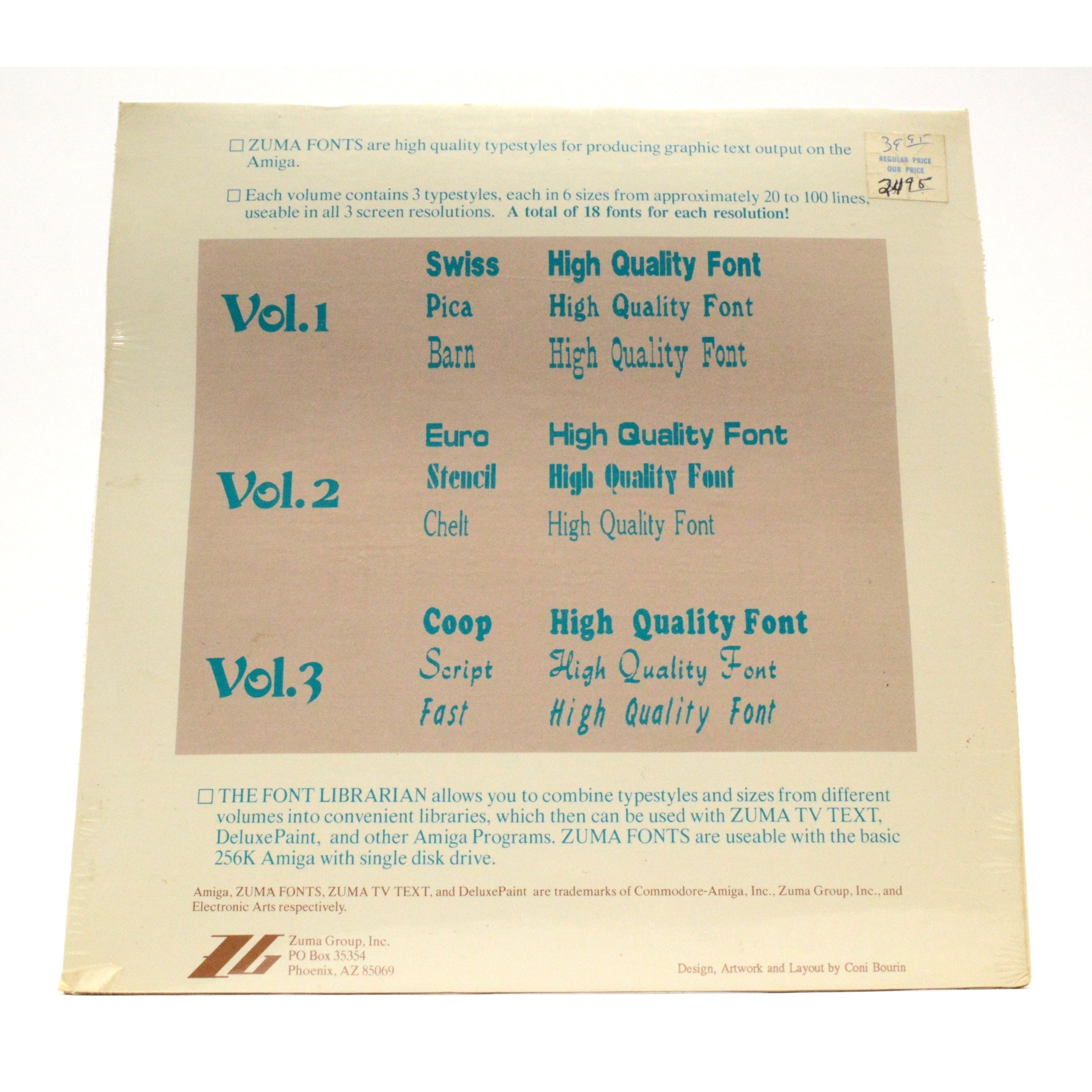 Brand New AMIGA ZUMA FONTS VOL. 3 - Sealed Computer Font Library Software for Graphic Design & Digital Art Projects