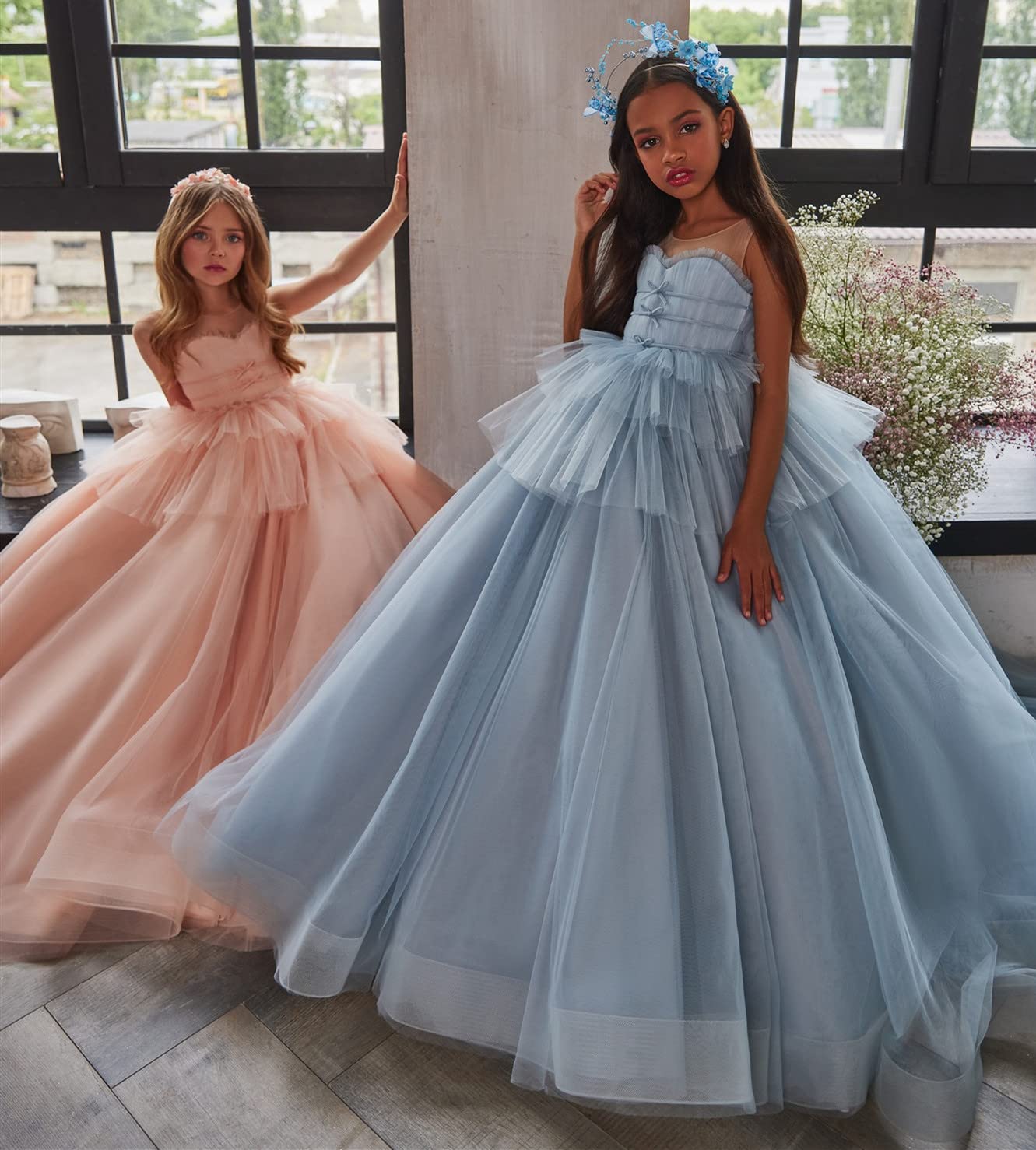 Emanni Girls Luxury Tulle Princess Flower Girl Dress for Weddings, Birthday Parties & Special Occasions - Perfect for Flower Girls, Pageants & Formal Events