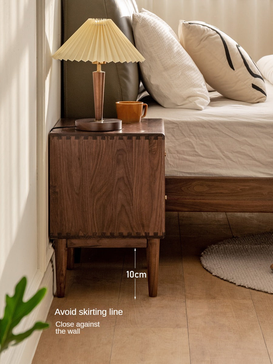 Premium Black Walnut Solid Wood Nightstand - Handcrafted Bedside Table with Drawer | Perfect for Bedroom, Living Room & Guest Room Decor