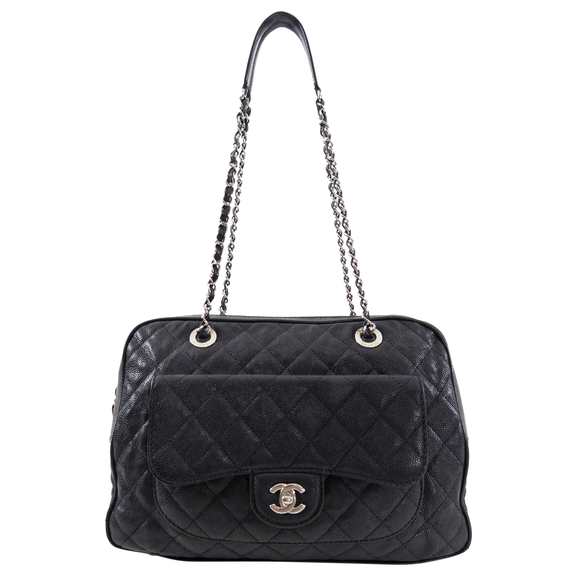 Chanel 13P Black Caviar Quilted Leather Paradoxal Camera Bag - Luxury Designer Crossbody Purse for Women, Perfect for Date Night & Evening Events
