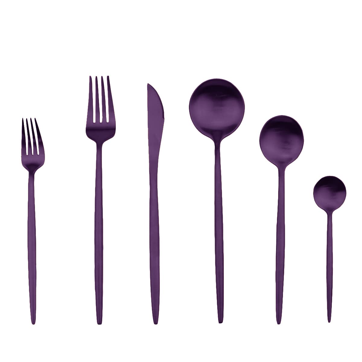 Premium 40-Piece Matte Purple Flatware Set - 304 Stainless Steel Cutlery (8 Place Settings) - Forks, Spoons & Knives - Elegant Dinnerware for Wedding, Christmas Party, Camping & Daily Use - Durable Kitchen Tableware Set