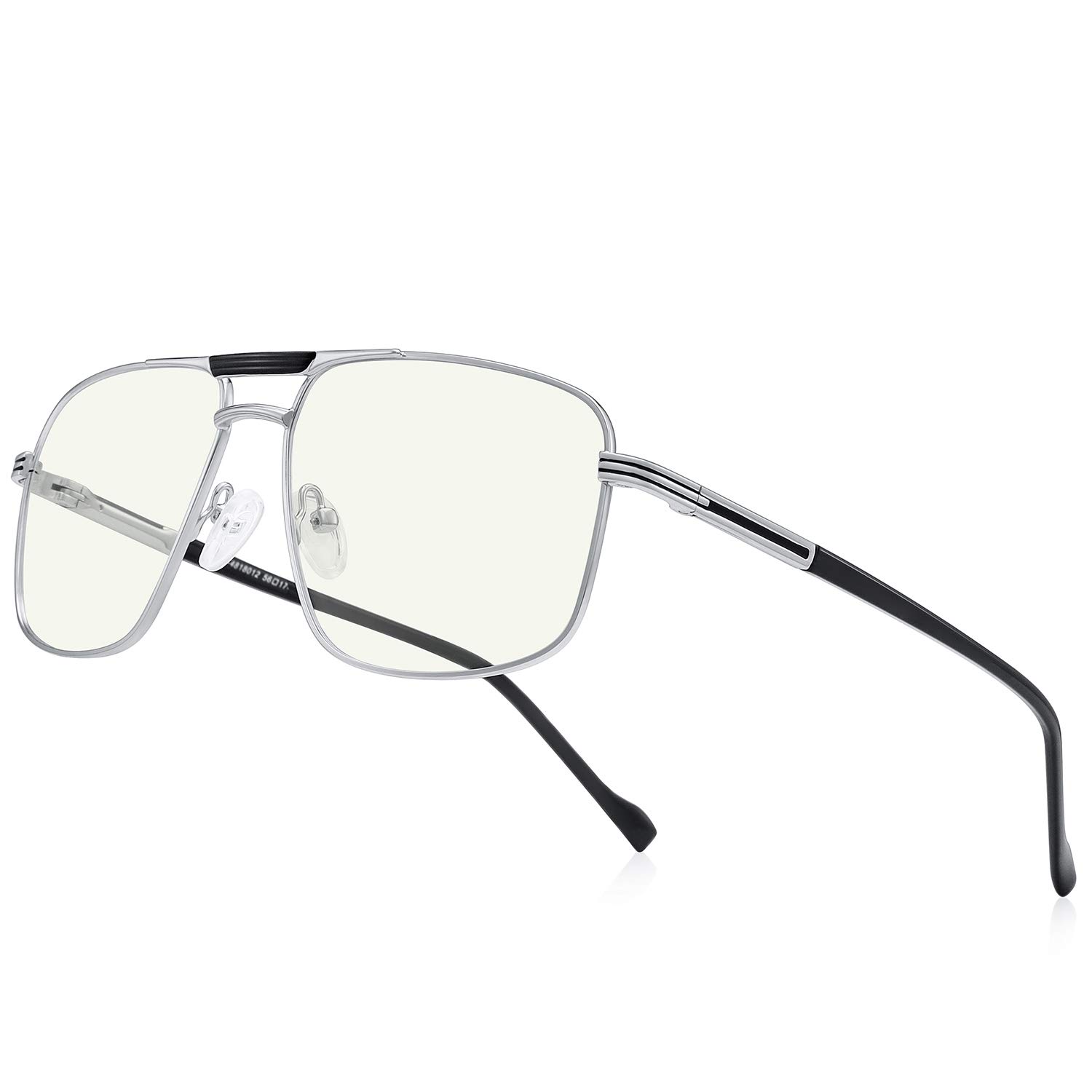 Blue Light Blocking Reading Glasses for Men - Square Frame with Double Bridge - Computer Glasses for Office Work, Screen Time & Reading