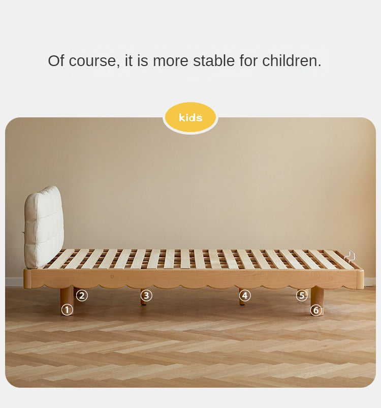 Solid Beech Wood Kids Platform Bed - No Headboard, Eco-Friendly & Sturdy for Toddler & Children's Bedroom - Perfect for Small Spaces & Montessori Style Rooms