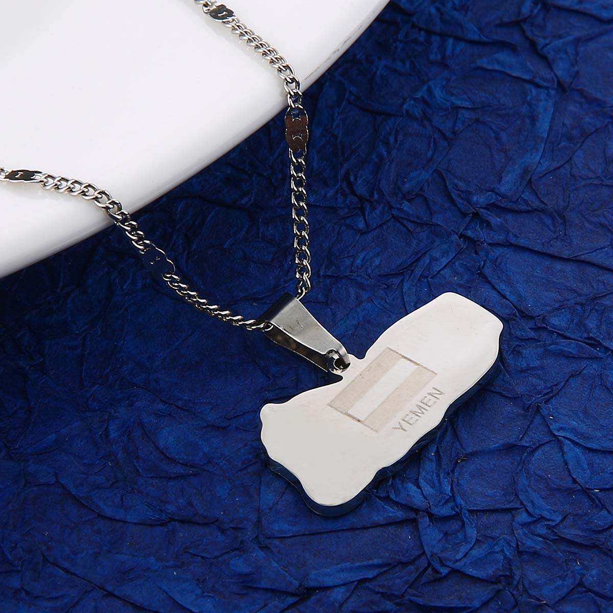 Yemen Map Flag Necklace Gold Jewelry for Travel Lovers