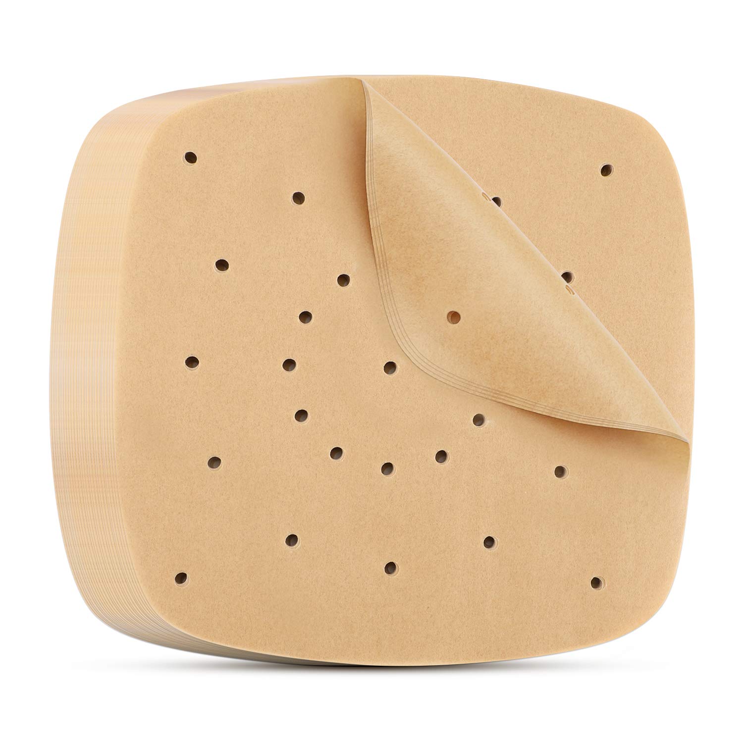 Beasea 200pcs 7 Inch Unbleached Perforated Parchment Paper - Air Fryer Liners, Steaming Basket Filters & Bamboo Steamer Papers | Disposable, Non-Stick Cooking Sheets for Healthy Air Frying, Steaming Dumplings & Baking | Perfect for Ninja, Philips, Cosori Air Fryers