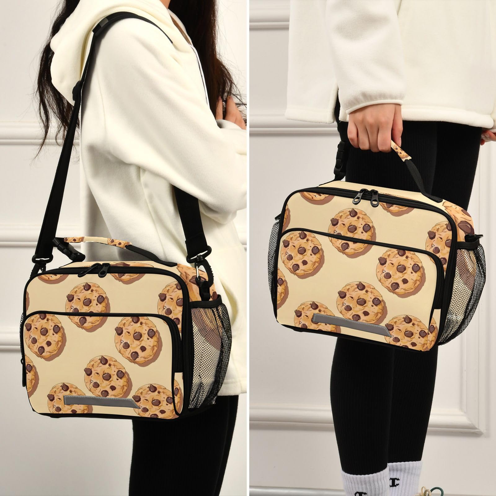 Insulated Chocolate Cookies Kids Lunch Bag - Reusable & Childish Lunch Box for Boys & Girls, Cooler Tote with Shoulder Strap - Perfect for School, Office, Picnic & Travel