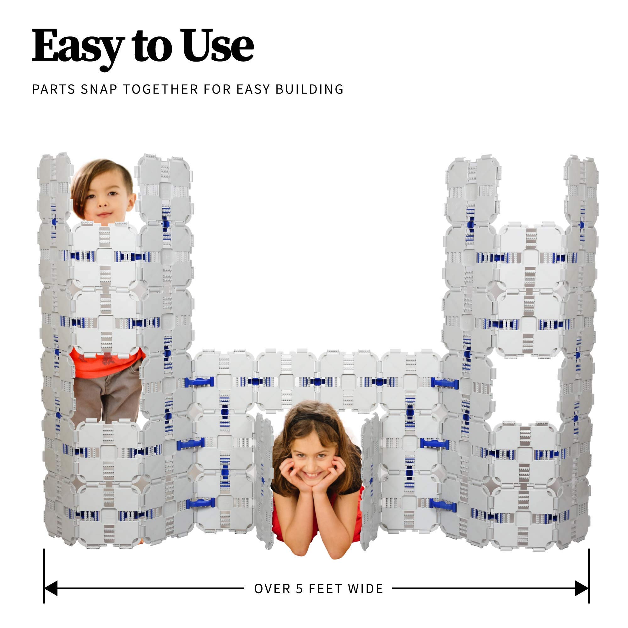 Fort Building Kit for Kids - 90 Piece Jumbo Blocks Set | STEM Learning Toys | Creative Play for Indoor & Outdoor Activities