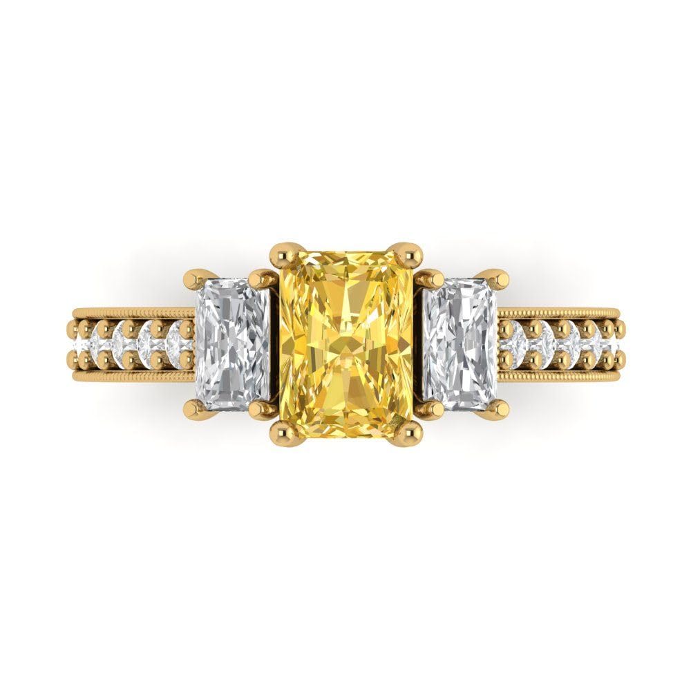 1.82ct Emerald Cut Citrine Ring in 18K Gold for Engagement & Anniversary