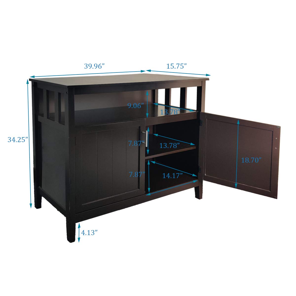 DYANEWAY Sideboard Kitchen Storage Cabinet - Buffet Cabinet with Adjustable Shelves, Cupboard for Dining Room & Living Room, Brown Wood Finish - Perfect for Organizing Dishes, Linens & Home Decor