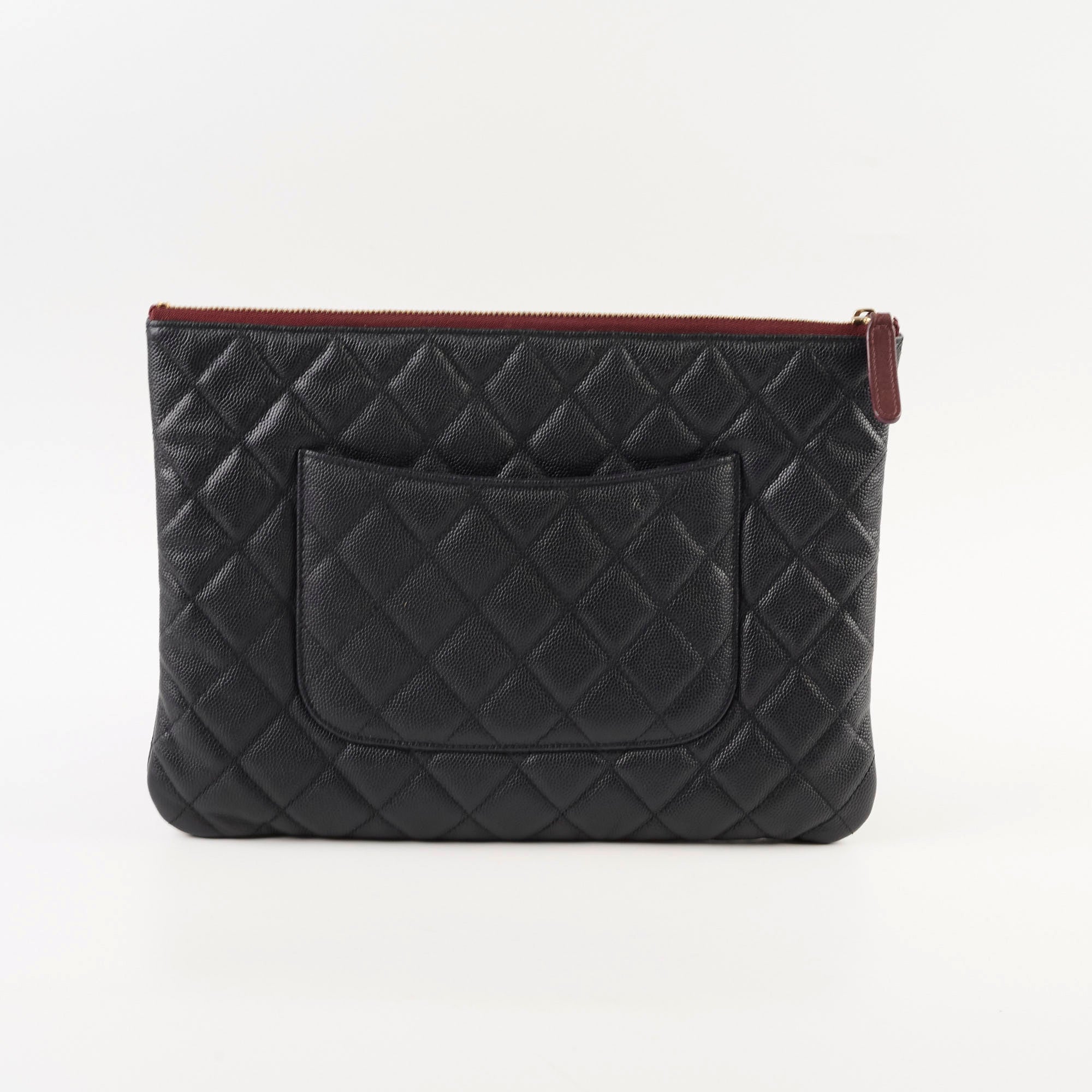 Chanel Caviar Quilted O-Case Clutch Bag in Black | Luxury Designer Crossbody Purse for Women | Perfect for Evening Events, Parties & Special Occasions