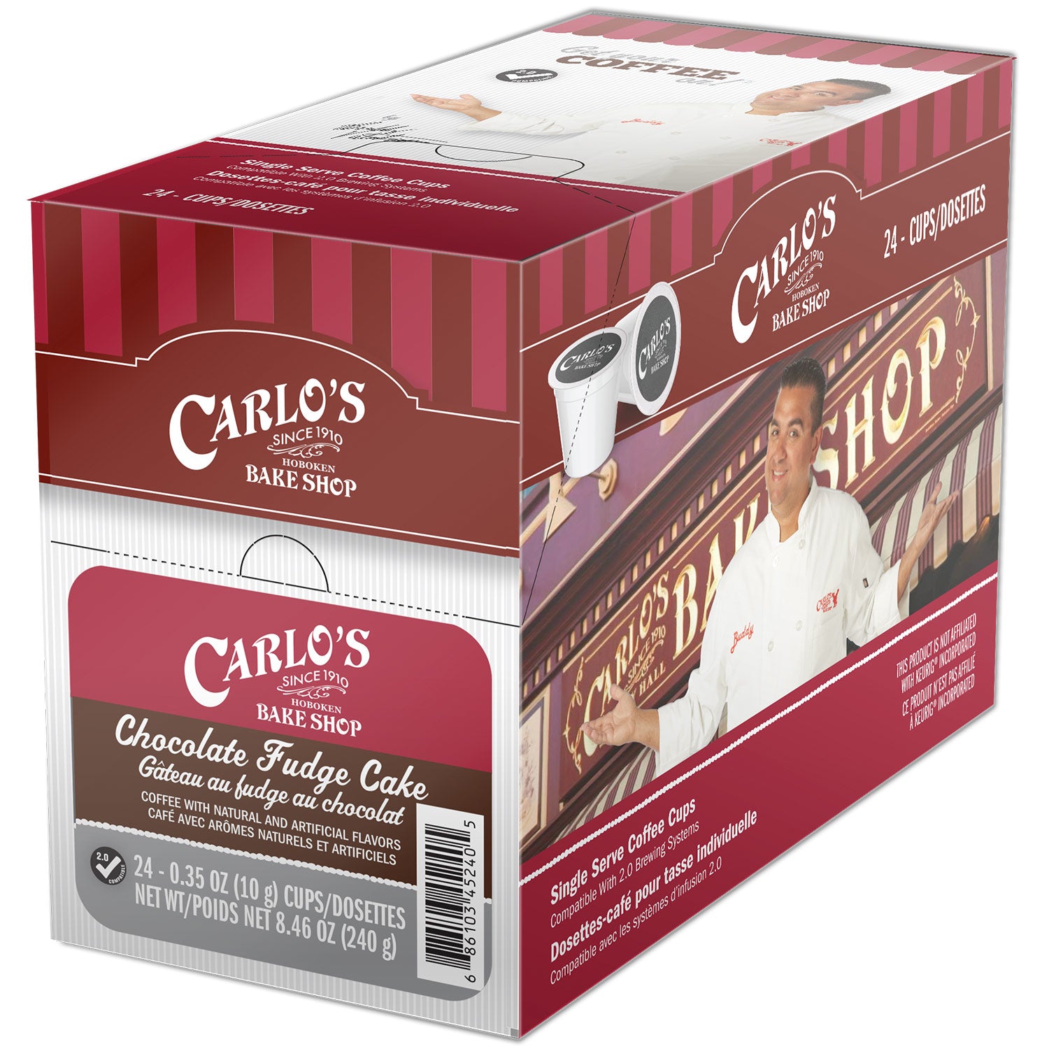 Carlo's Bake Shop Chocolate Fudge Cake Flavored Single Serve Coffee Pods - 24 Pack for Keurig Brewers | Perfect for Office, Home & Morning Coffee Break
