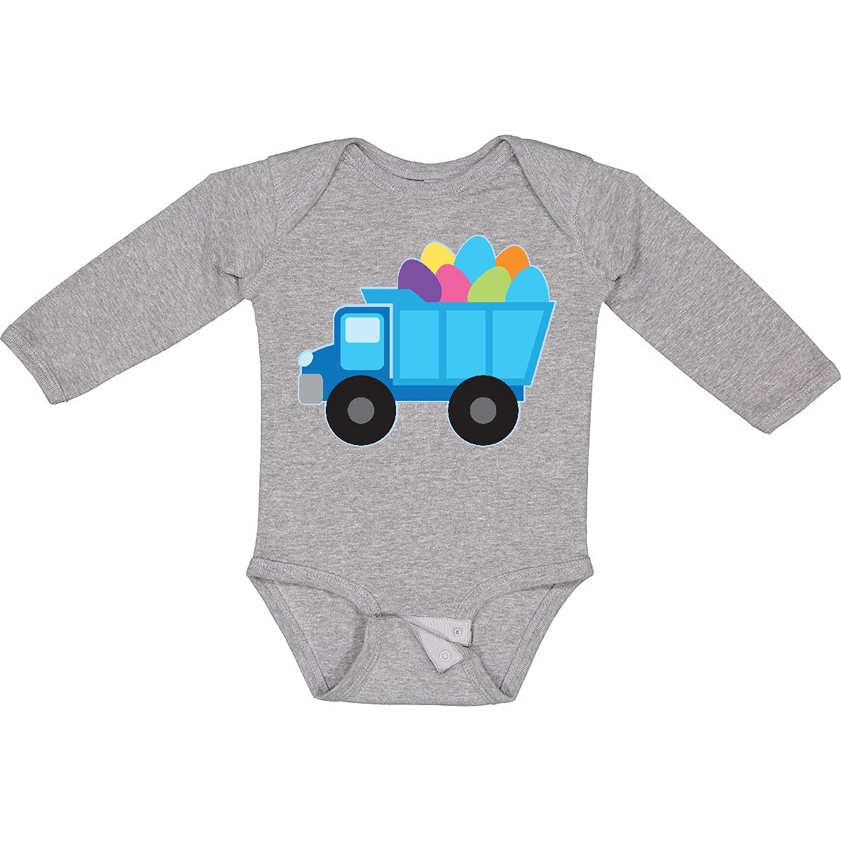 Inktastic Easter Egg Truck Boys Long Sleeve Creeper - Cute Baby Bodysuit for Easter, Holidays & Family Photos - Soft Cotton Infant Romper for Boys 0-24 Months