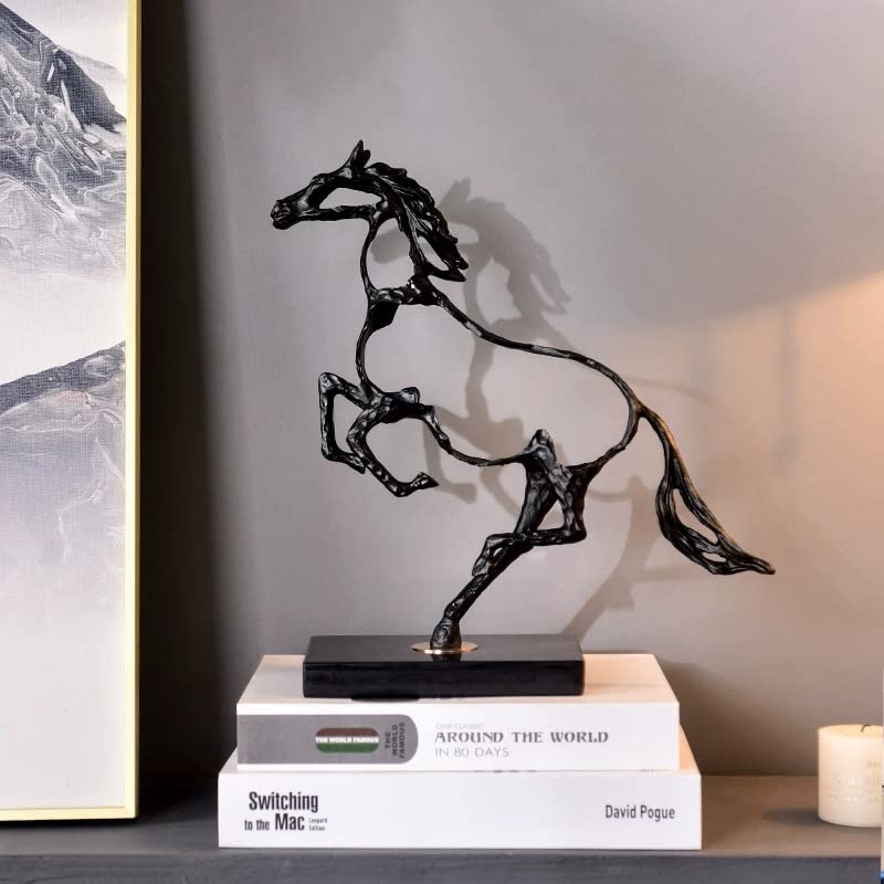 Modern Openwork Horse Statue - Handcrafted Metal Horse Sculpture for Home & Office Decor | Elegant Black Horse Figurine | Unique Gift Idea & Collectible Art Piece | Perfect for Bookshelf, Desk Display & Living Room Accent