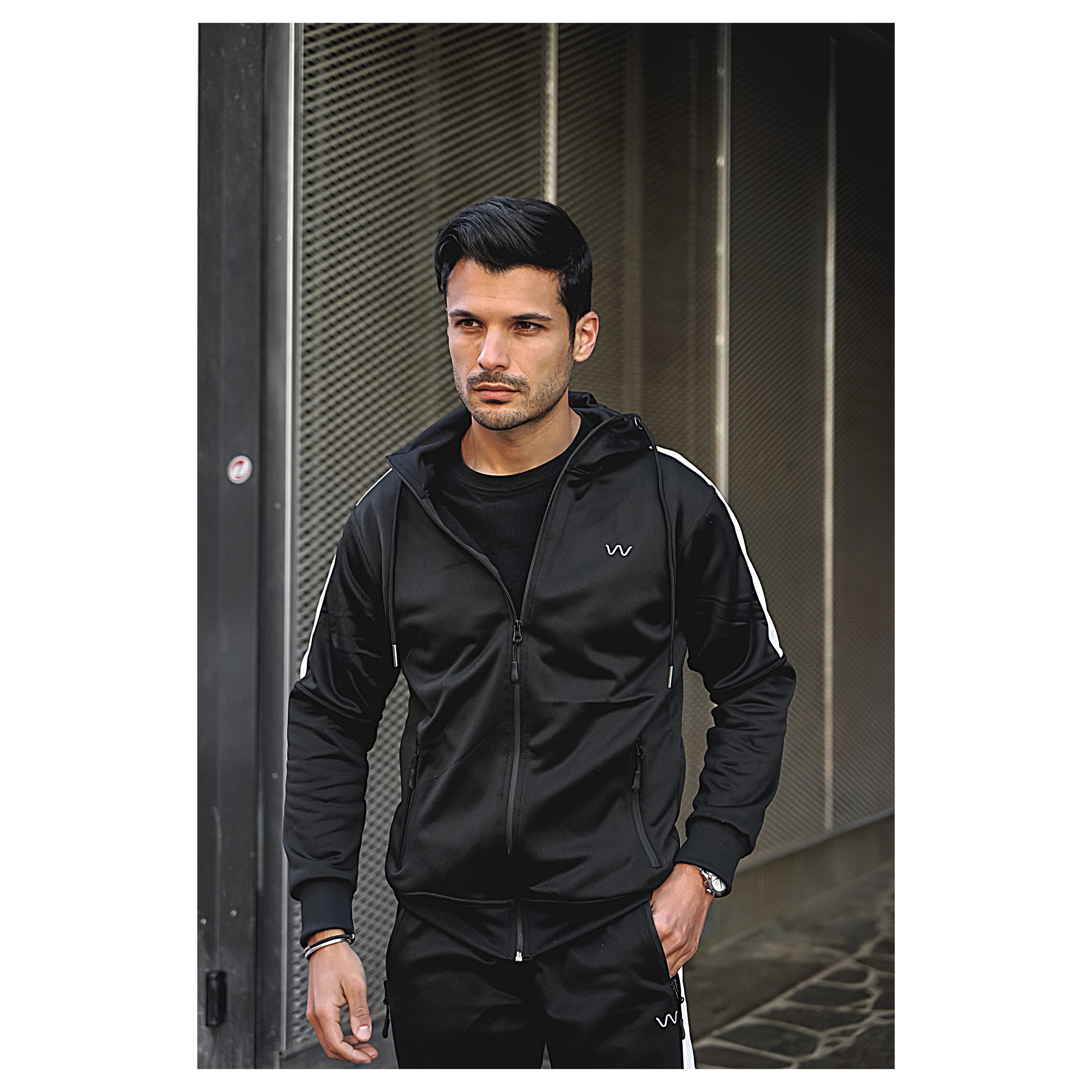 Men's Black 2-Piece Tracksuit Set - East London Style for Casual Wear & Gym Workouts