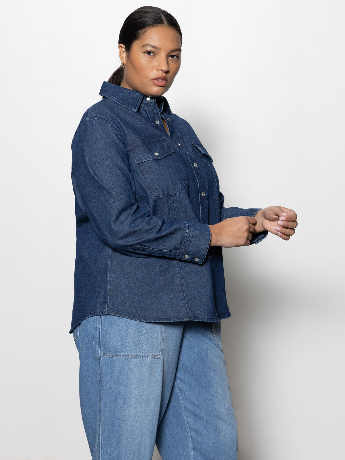 Men's Blue Slate Denim Western Shirt - Classic Cowboy Style Button Up for Casual Wear | Ranch, Rodeo & Outdoor Activities