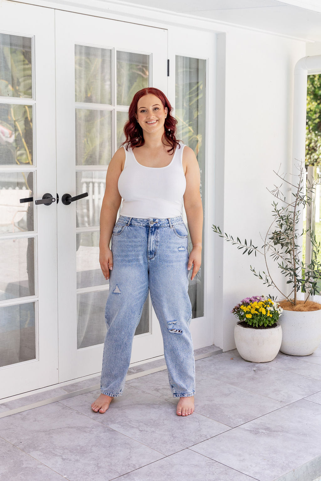 Cerys Light Blue Acid Wash Jeans for Women - High Waisted Distressed Denim Pants | Perfect for Casual Outfits, Streetwear & Everyday Wear