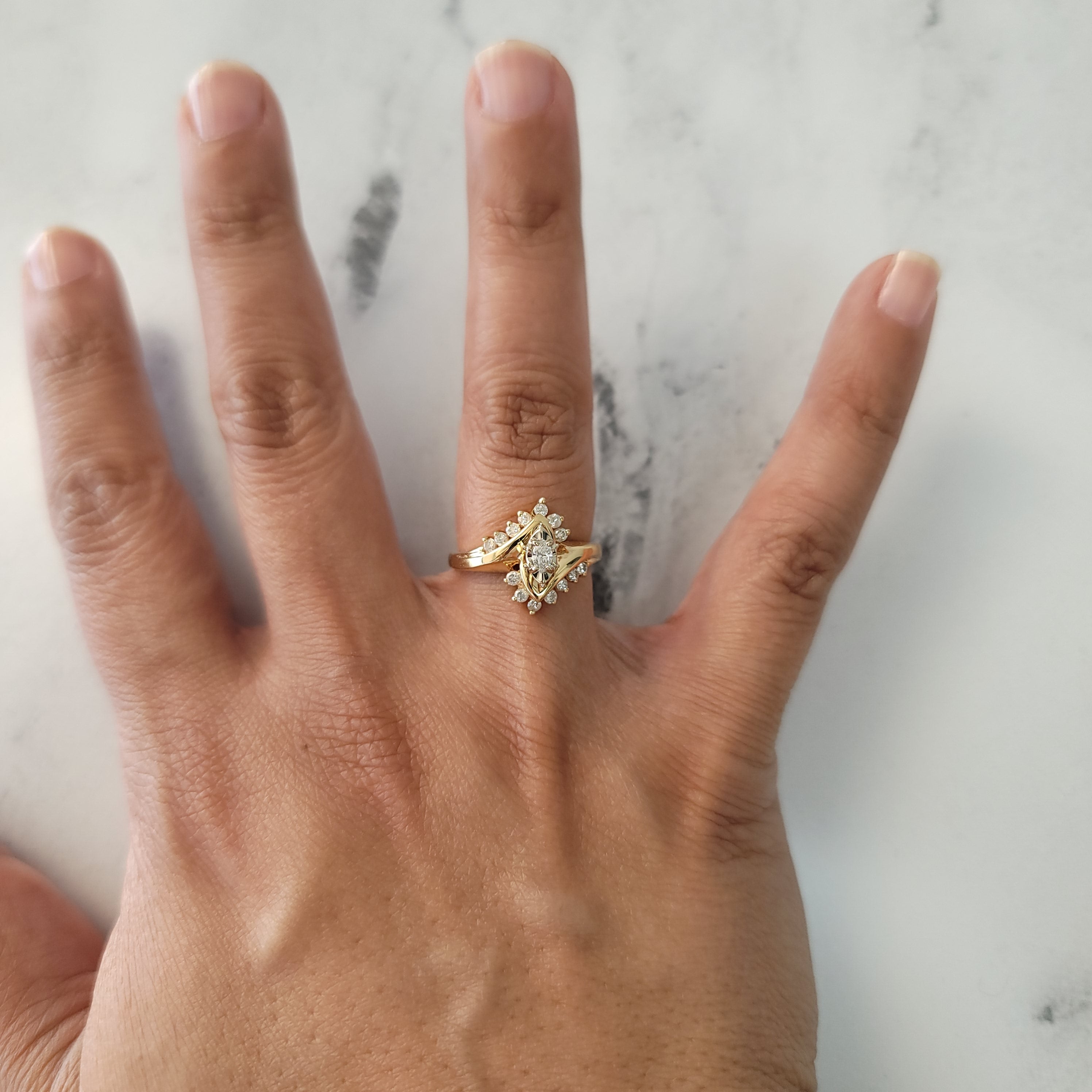 0.50 Carat Marquise Cut Diamond Bypass Engagement Ring - Elegant Wedding Band for Proposals & Anniversaries
