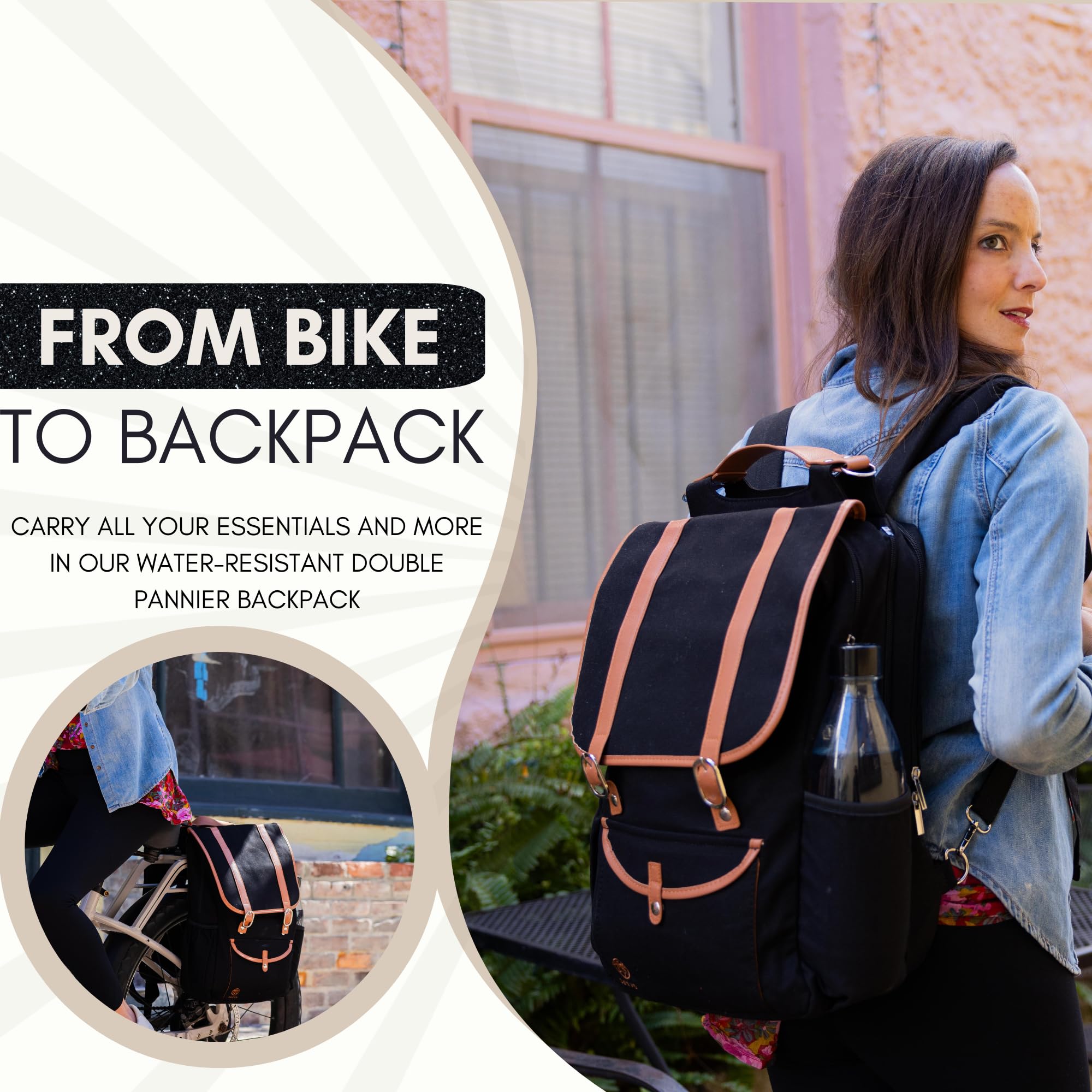 Waterproof Bike Backpack with Laptop Compartment - Convertible Double Pannier Cycling Bag for Commuters, 17.3L Rear Rack Bike Backpack for Men & Women | Perfect for Cycling to Work, School or Outdoor Adventures