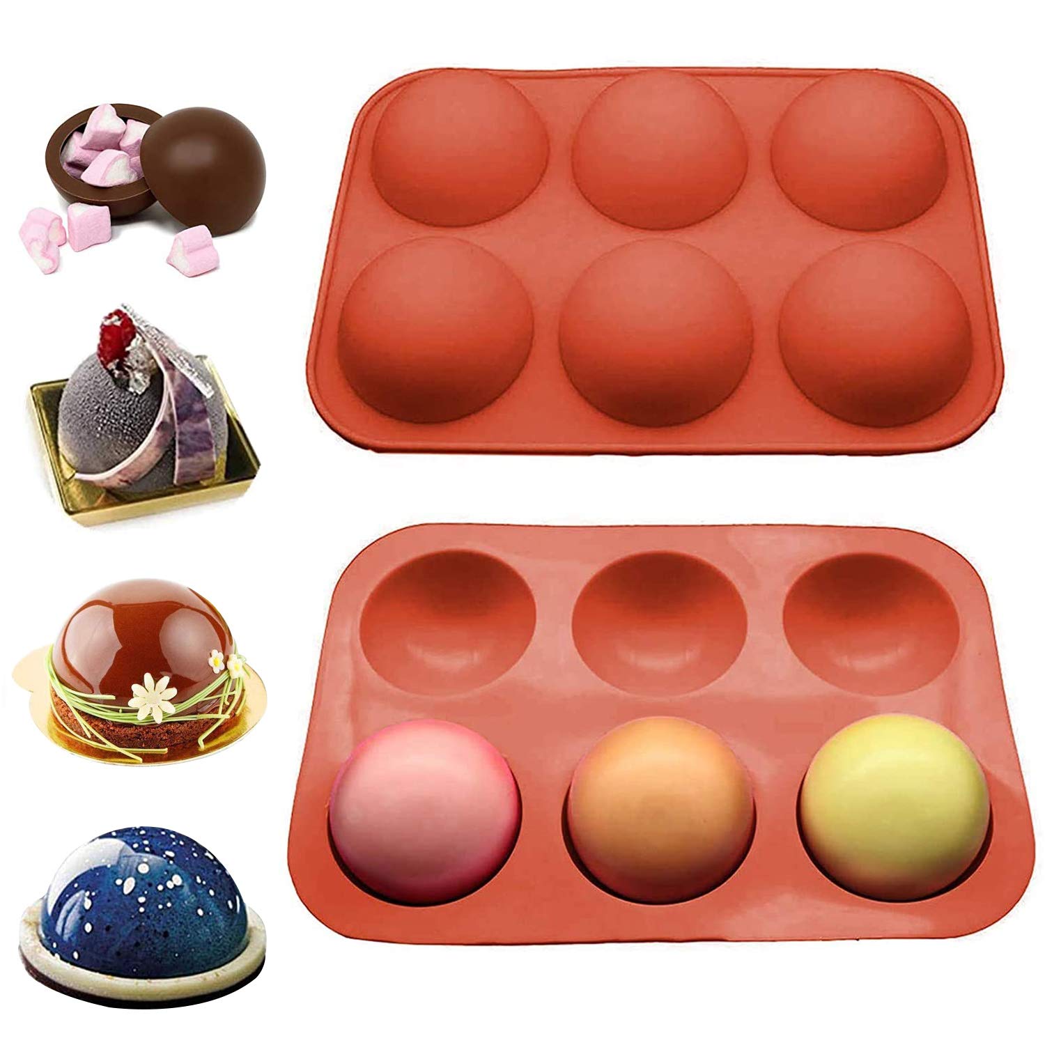 1 Pack BPA-Free Silicone Chocolate Mold - Half Sphere Baking Molds for Chocolate, Cake, Jelly & Dome Mousse | Perfect for DIY Desserts, Party Treats & Holiday Baking (Brown)
