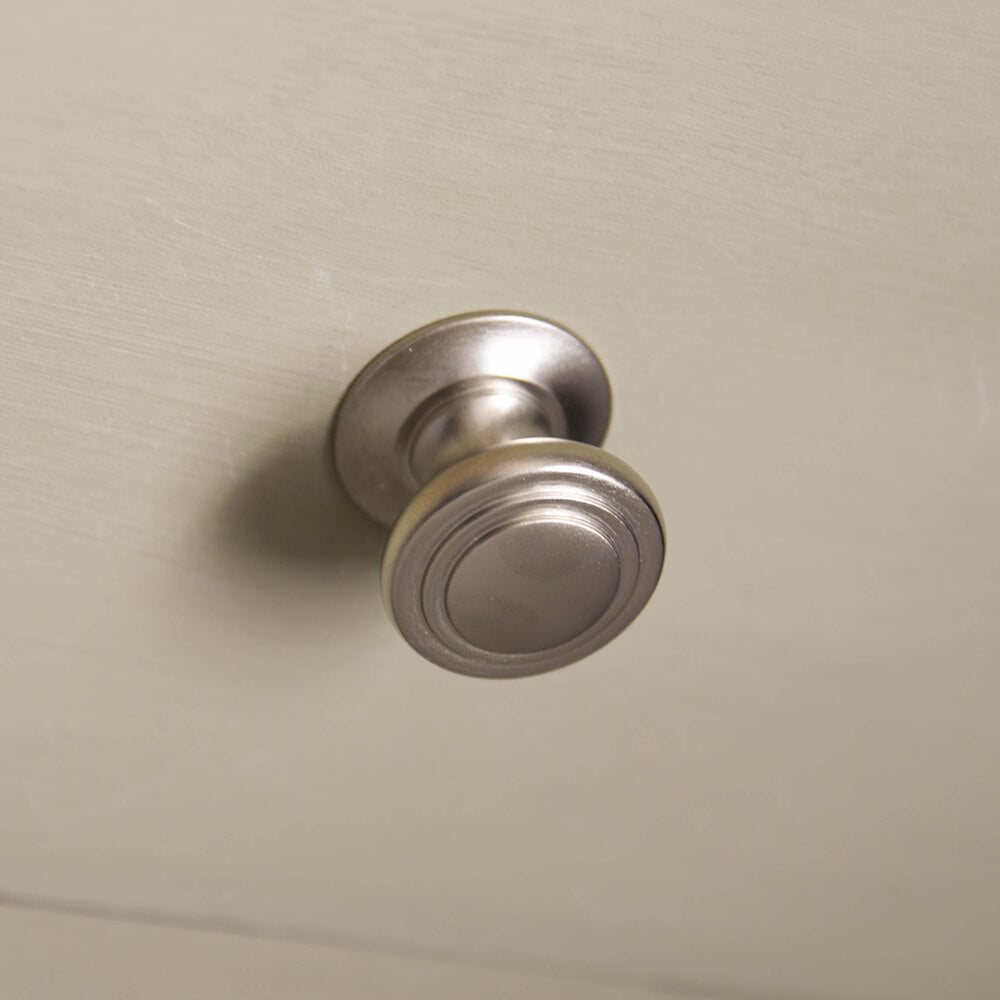 Satin Nickel Stepped Cushion Cabinet Knob - Elegant Drawer Pulls for Kitchen Cabinets, Dressers & Furniture (Set of 10) - Perfect for Home Renovation & DIY Decor Projects