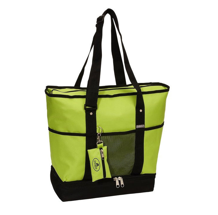 Everest Deluxe Shopping Tote Bag - Lightweight & Durable Lime/Black Travel Tote for Women - Perfect for Grocery Shopping, Beach Trips & Airplane Carry-On