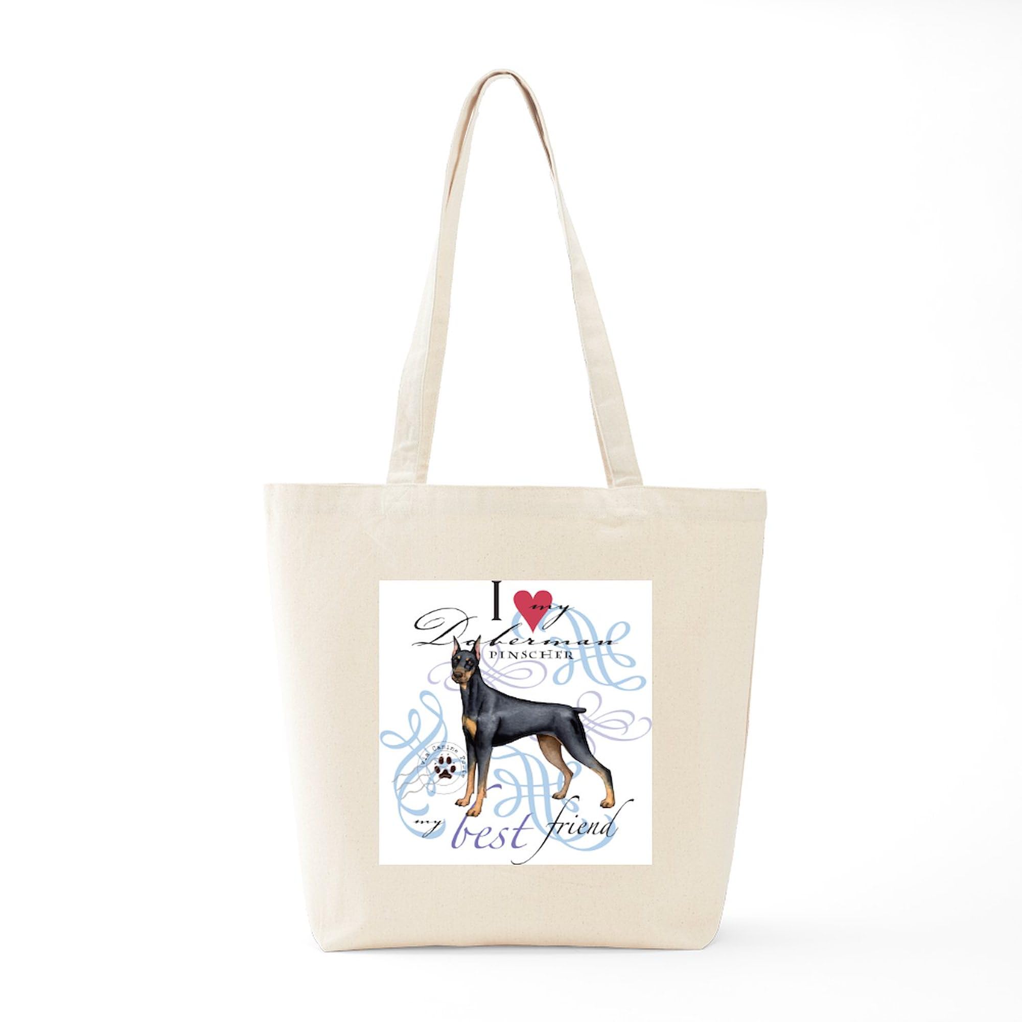 Doberman Pinscher Tote Bag - Natural Canvas Reusable Shopping Bag for Groceries, Beach & Everyday Use | CafePress