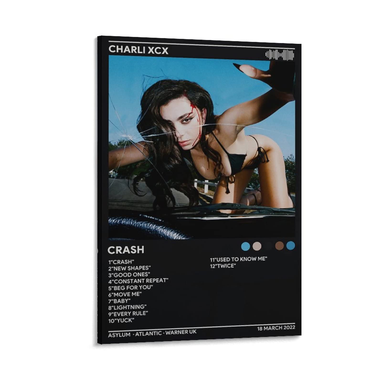 Charli XCX Crash Music Album Cover Canvas Poster - 24x36 Inch (60x90cm) Framed Wall Art for Bedroom, Office & Music Room Decor - Perfect Gift for Pop Music Fans & Home Interior Design
