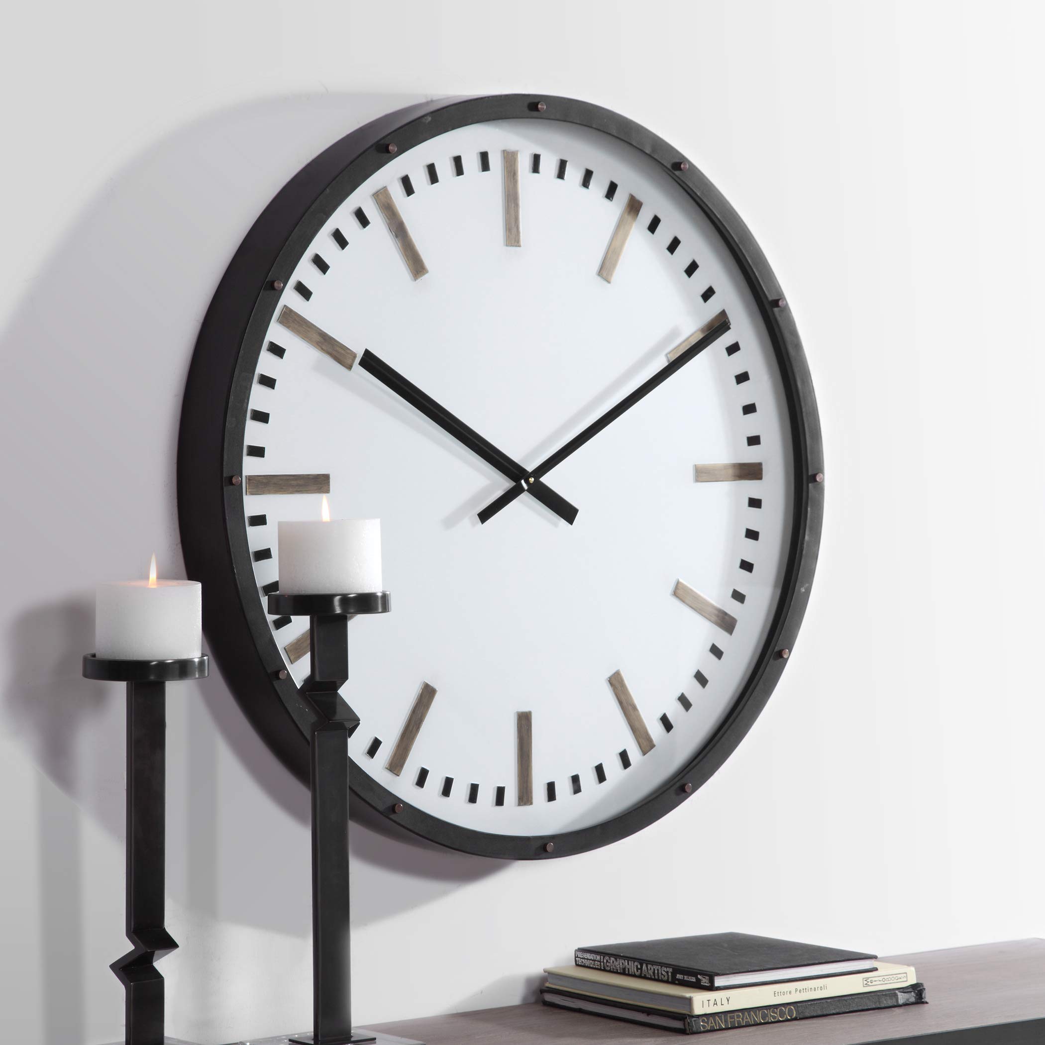 Fleming Large Wall Clock - 12 Inch Silent Non-Ticking Modern Decorative Clock for Living Room, Bedroom, Office | Perfect Home Decor & Gift Idea