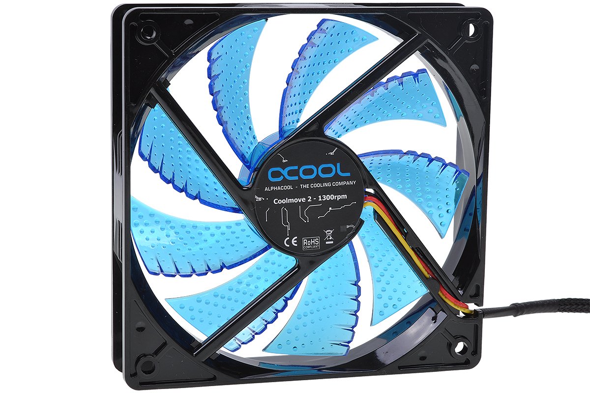 Alphacool Coolmove 2-1300rpm 120mm PC Cooling Fan - High Performance 120x120x25mm Axial Fan for Computer Case, CPU Cooler & Gaming PC Builds - Perfect for Quiet Airflow & PC Cooling Systems