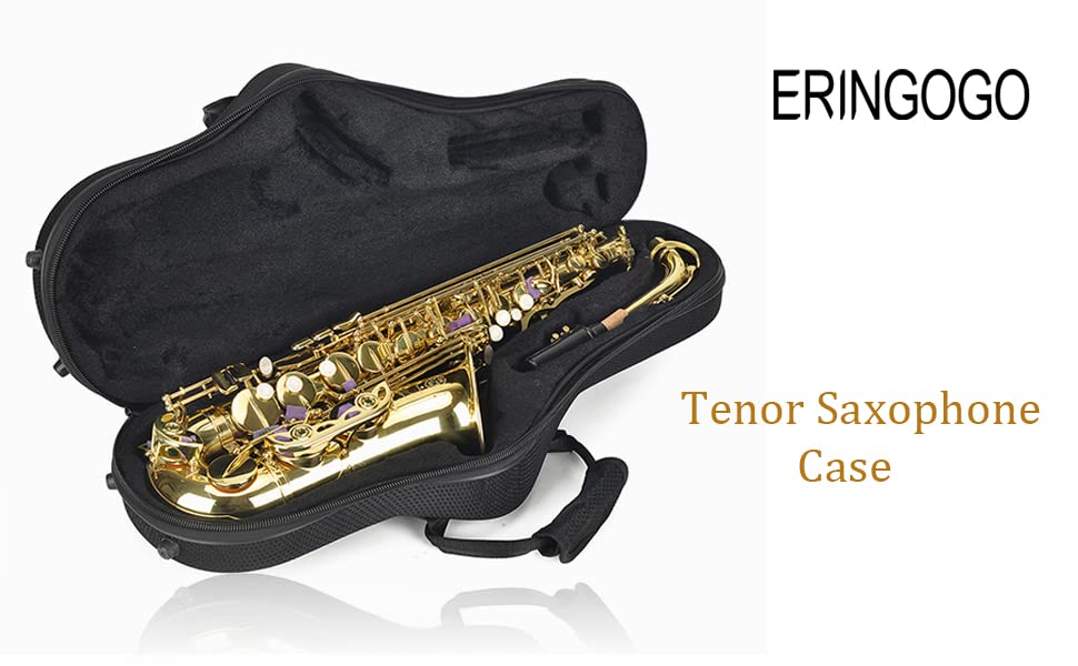 ERINGOGO Alto Saxophone Case with Removable Shoulder Straps - Soft Padded Saxophone Gig Bag, Lightweight Black Backpack for School, Band Practice & Travel