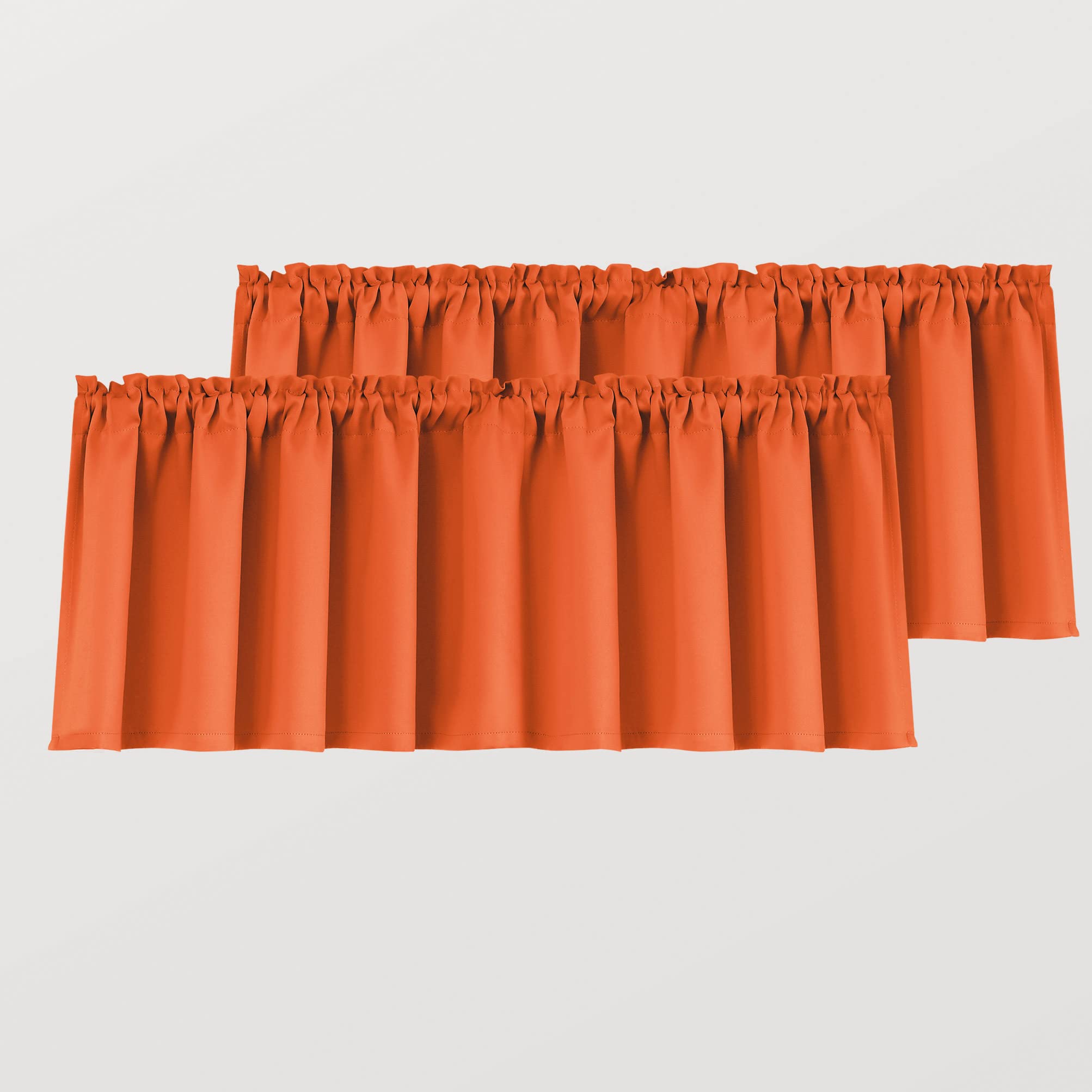 Mrs.Naturall Orange Kitchen Curtain Valances 2-Pack - 16 Inch Rod Pocket Window Valances for Living Room & Bedroom - Light Filtering & Decorative Home Dressing
