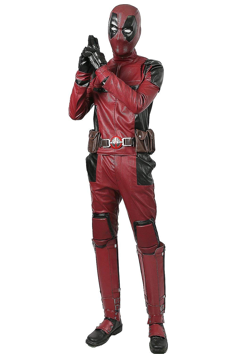 Xcoser Deadpool Cosplay Costume Set - PU Leather Outfit with Helmet, Belt & Boots for Adults (Size XL) | Perfect for Halloween, Comic Con & Cosplay Events