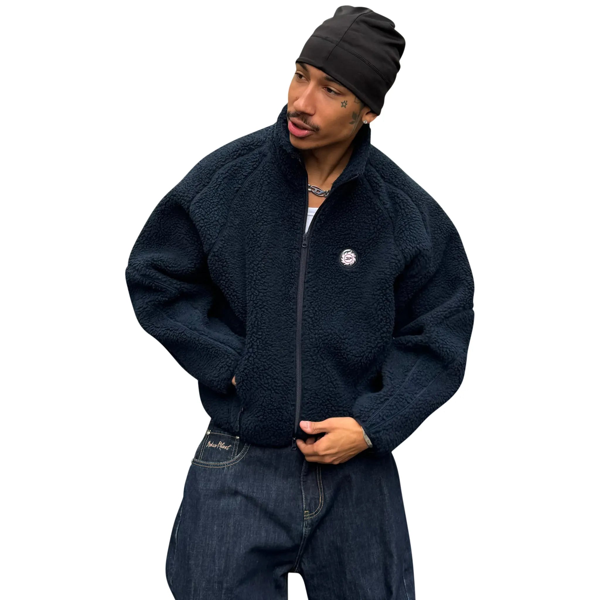 Broken Planet Dark Blue Polar Fleece Jacket - Warm & Cozy Winter Outerwear for Men & Women - Perfect for Hiking, Camping & Outdoor Adventures