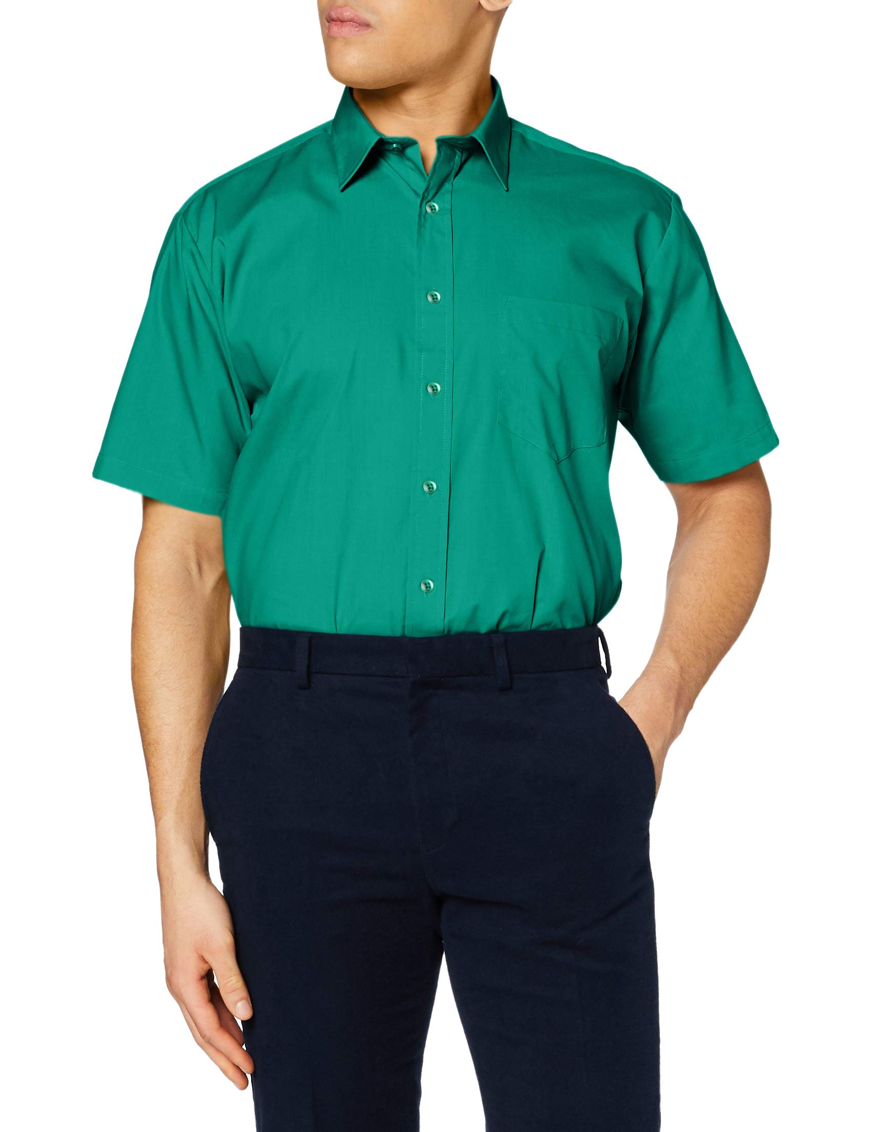 Premium Men's Short Sleeve Formal Poplin Dress Shirt - Business Office, Wedding & Professional Work Attire
