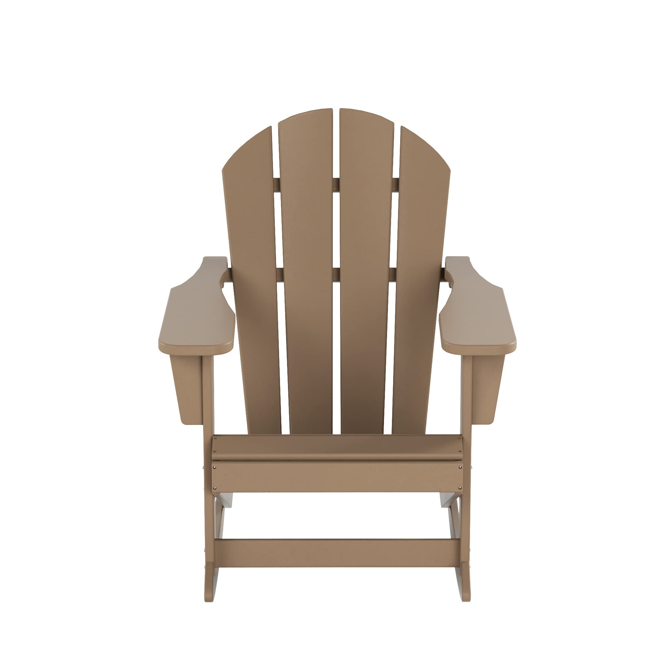 WO Home Furniture 3-Piece Patio Rocking Chair Set - Classic Outdoor Adirondack Rocker Chairs & Side Table in Weathered Wood Finish | Perfect for Porch, Garden, Backyard & Poolside Relaxation
