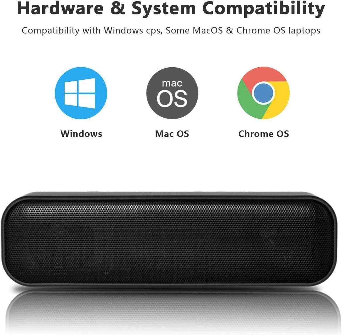 HONKYOB USB Computer Speaker - Mini Soundbar with Wired Design, USB Powered for Desktop PC, Laptop, Checkout Counter, Ideal for Home Office and Gaming