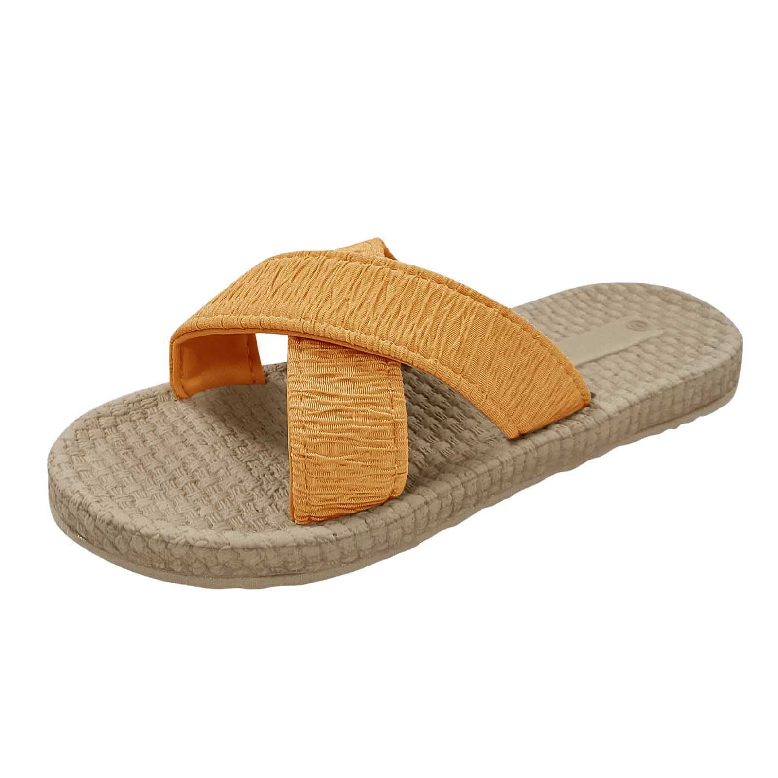 Women's Comfortable Linen Flat Sandals - Casual Slip-On Beach Shoes for Women & Girls | Perfect for Summer, Travel, and Birthday Gifts | Breathable & Lightweight Slippers with Soft Sole