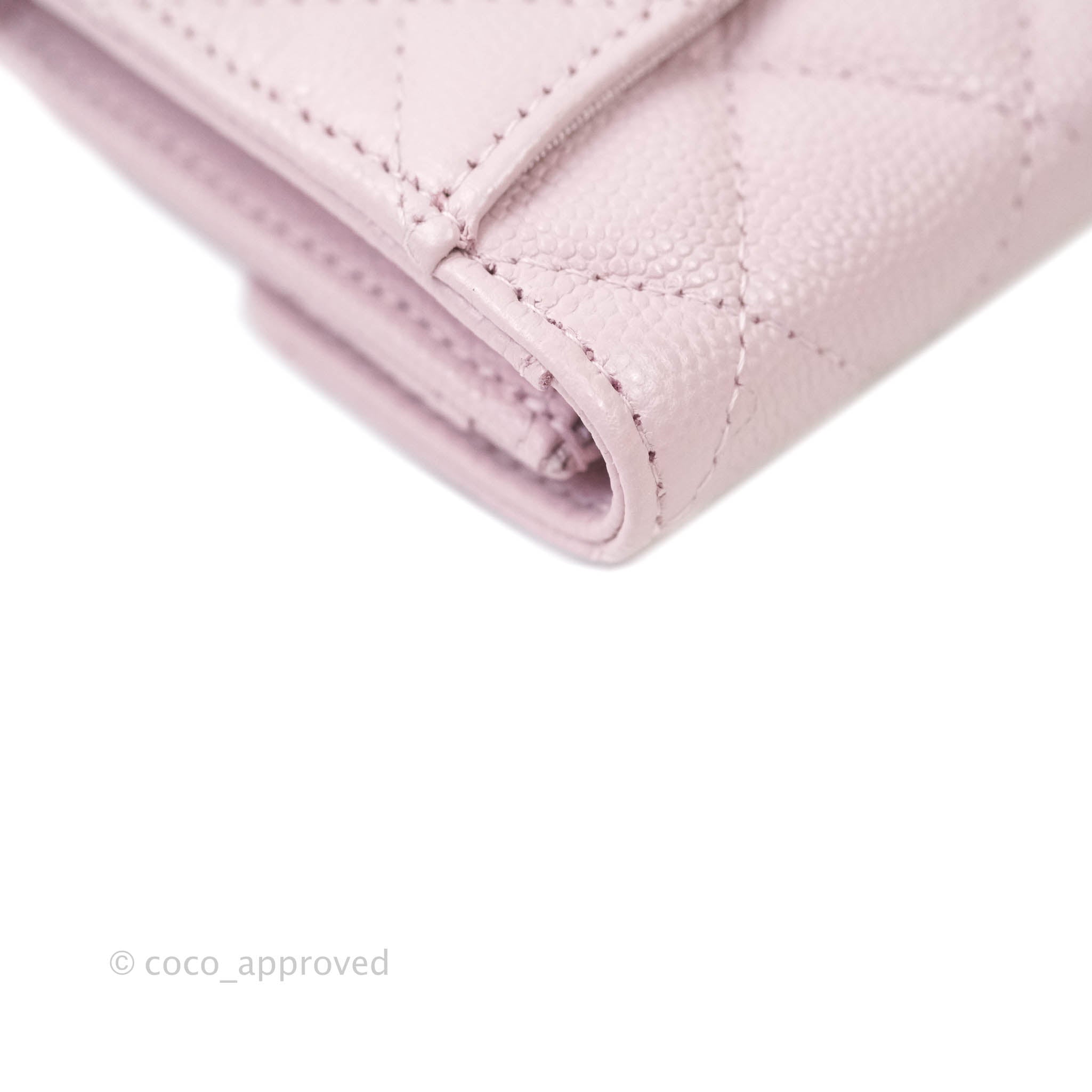Chanel Caviar Quilted Flap Card Wallet in Lilac Rose Clair with Gold Hardware | 21S Collection | Perfect for Everyday Use & Luxury Gift Giving