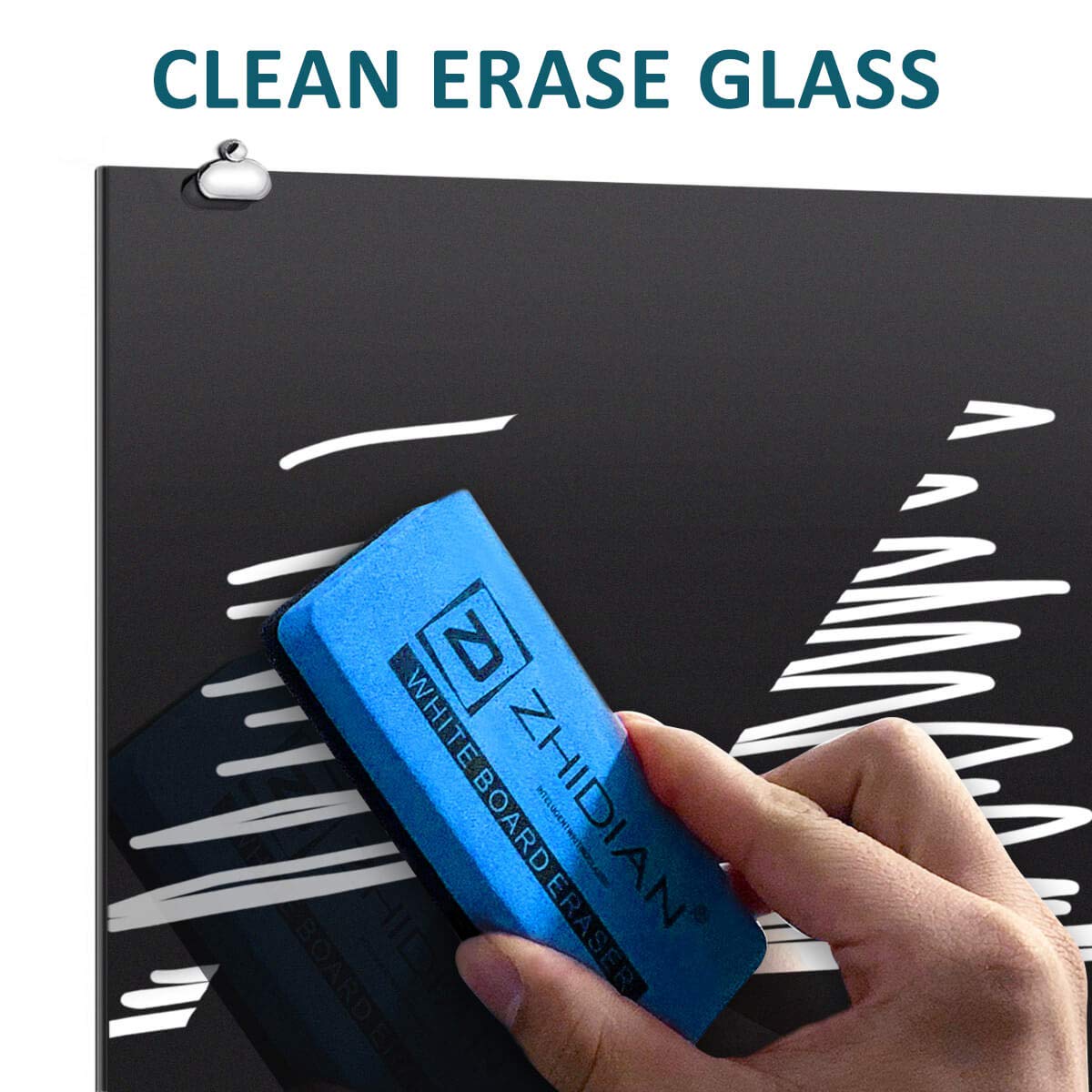 Black Magnetic Glass Dry Erase Board 4x3 Feet - Premium Glass Whiteboard with Black Surface for Office, School & Home Use - Includes 4 Dry Erase Markers & 1 Eraser - Perfect for Presentations, Meetings, Classroom Teaching & Home Organization