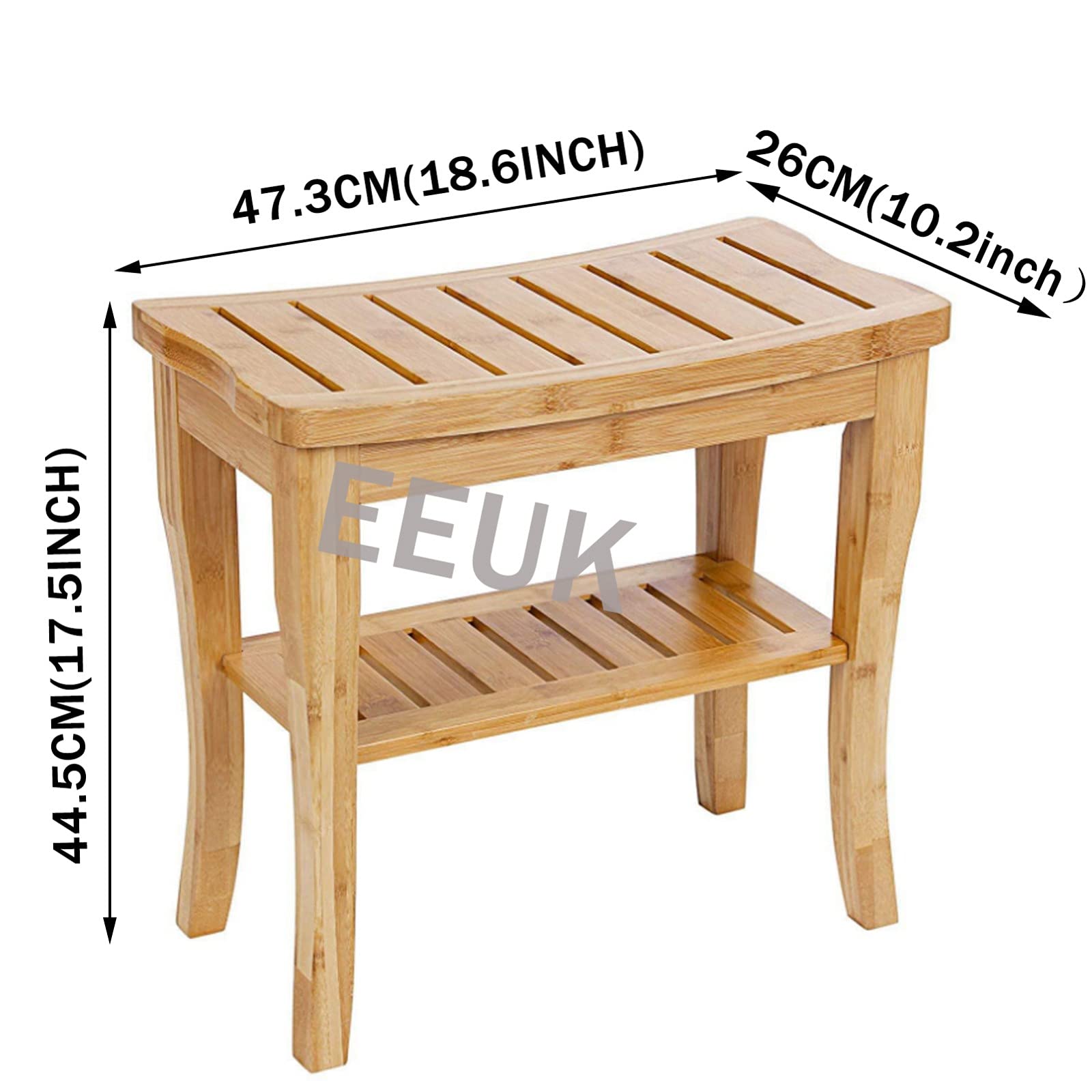 Premium Bamboo Shower Bench Seat - Wooden Spa Bath Stool with Non-Slip Feet & Storage Shelf | Shaving Stool, Bathroom Organizer for Towels & Shampoo | Perfect for Relaxing Spa Days & Small Space Bathrooms