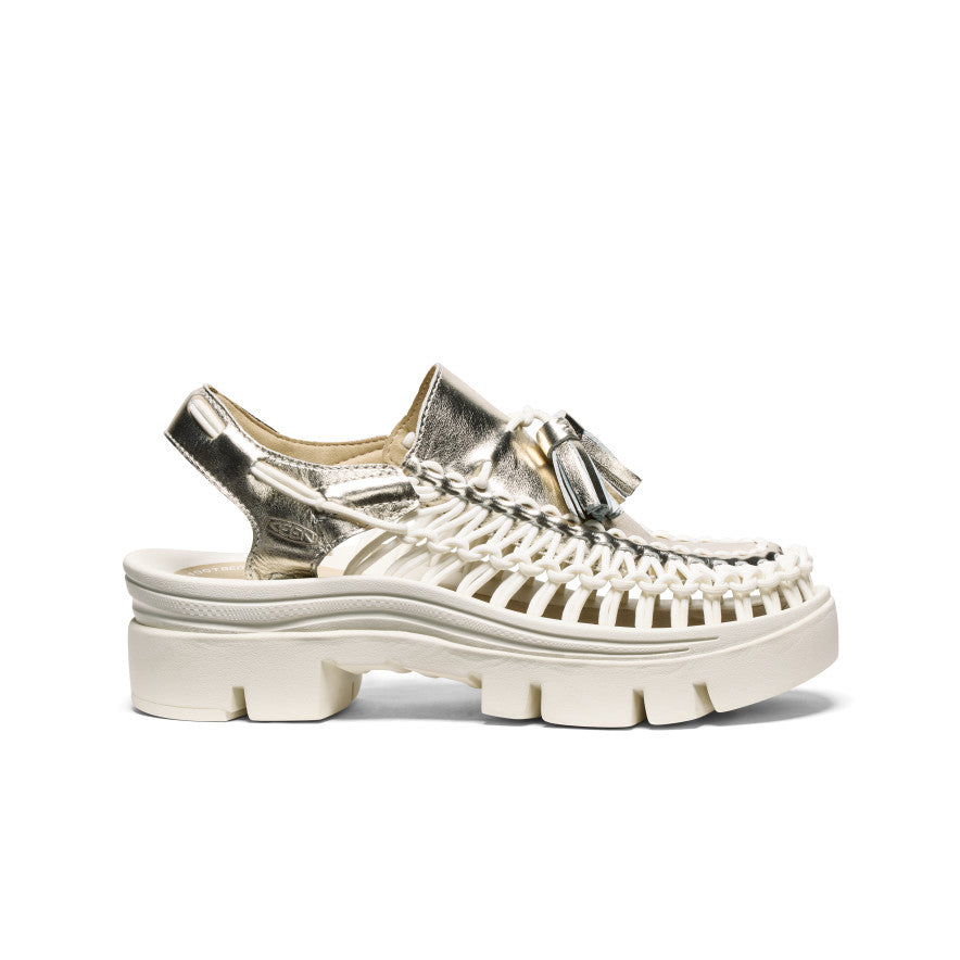 Unisex UNEEK PLT Tassel Sneakers - Champagne Gold & Star White | Trendy Casual Shoes for Men & Women | Perfect for Streetwear, Daily Wear & Fashion Outfits